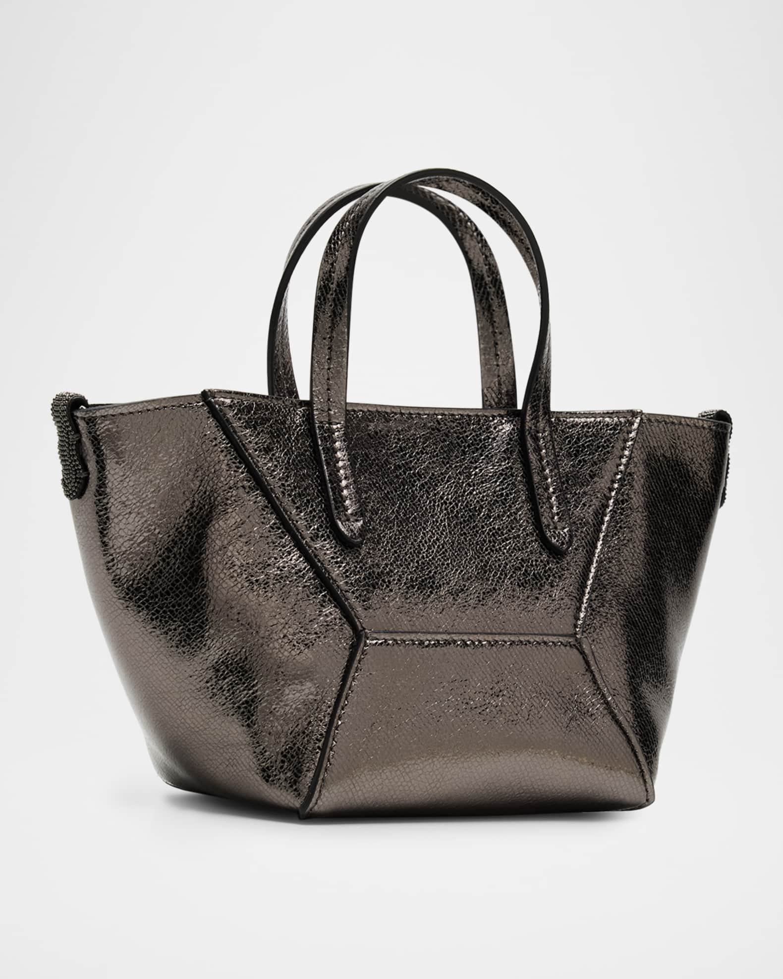 Duo Mini Metallic Leather Shopper Tote Bag 1