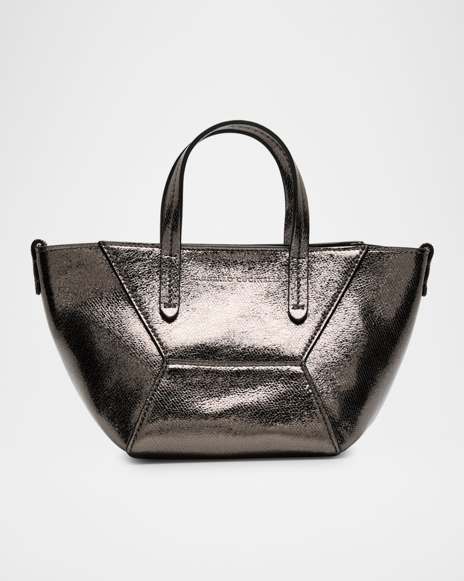 Duo Mini Metallic Leather Shopper Tote Bag 0