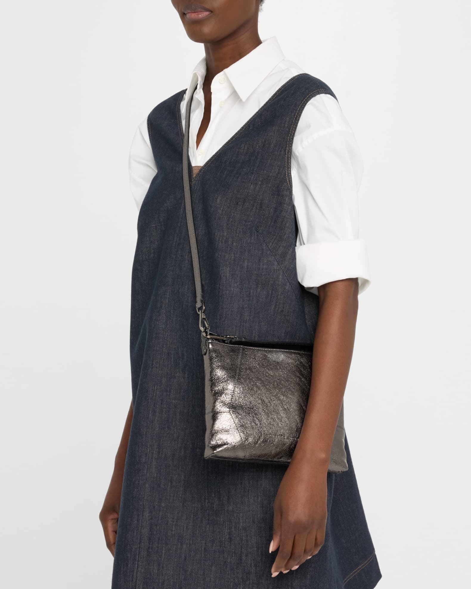 Duo Small Metallic Leather Crossbody Bag 1