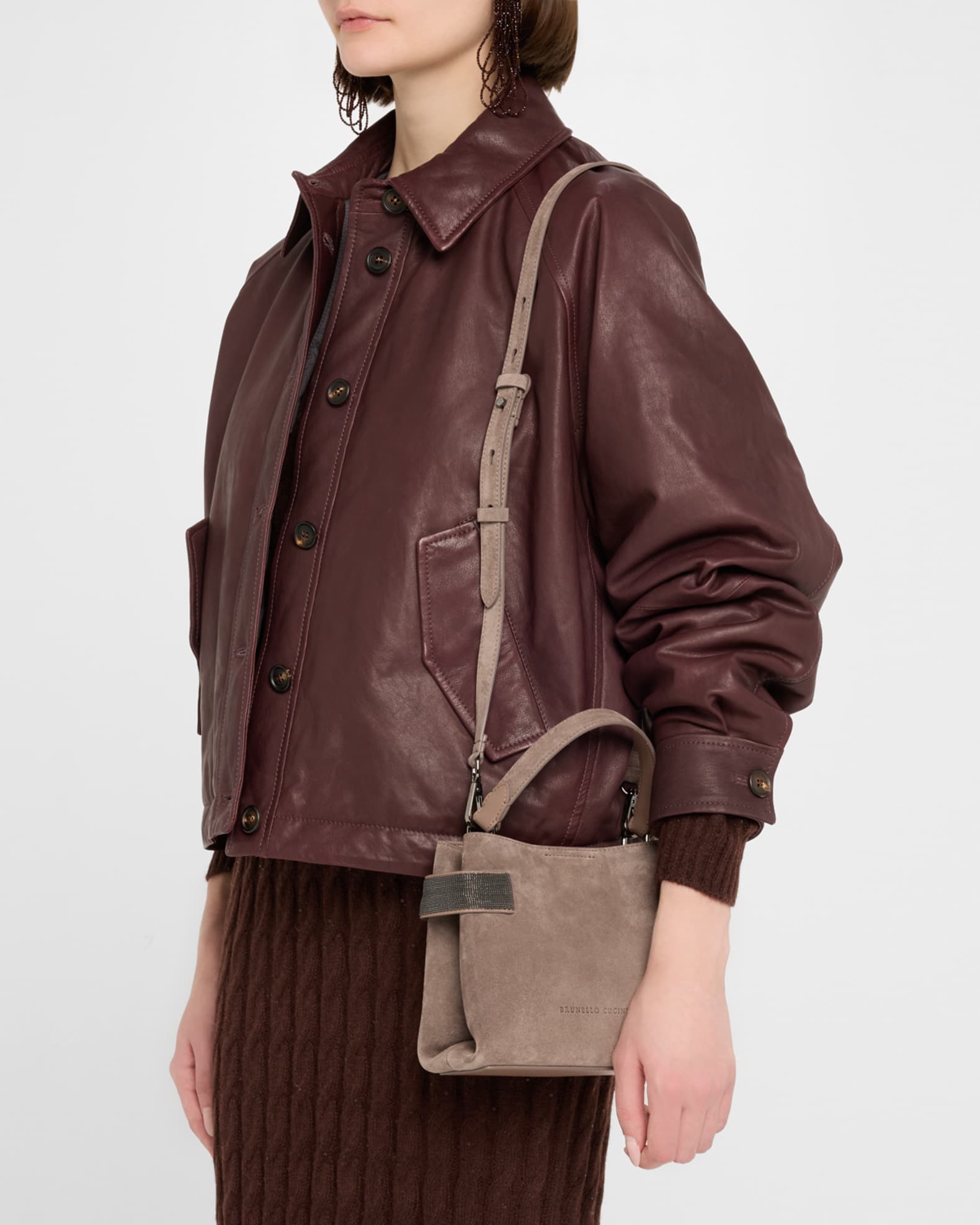Essense Mini Monili Suede Top-Handle Bag 1