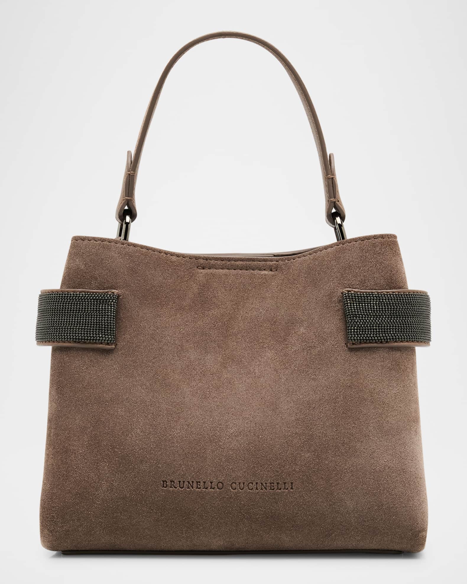 Brunello Cucinelli Essense Mini Monili Suede Top-Handle Bag