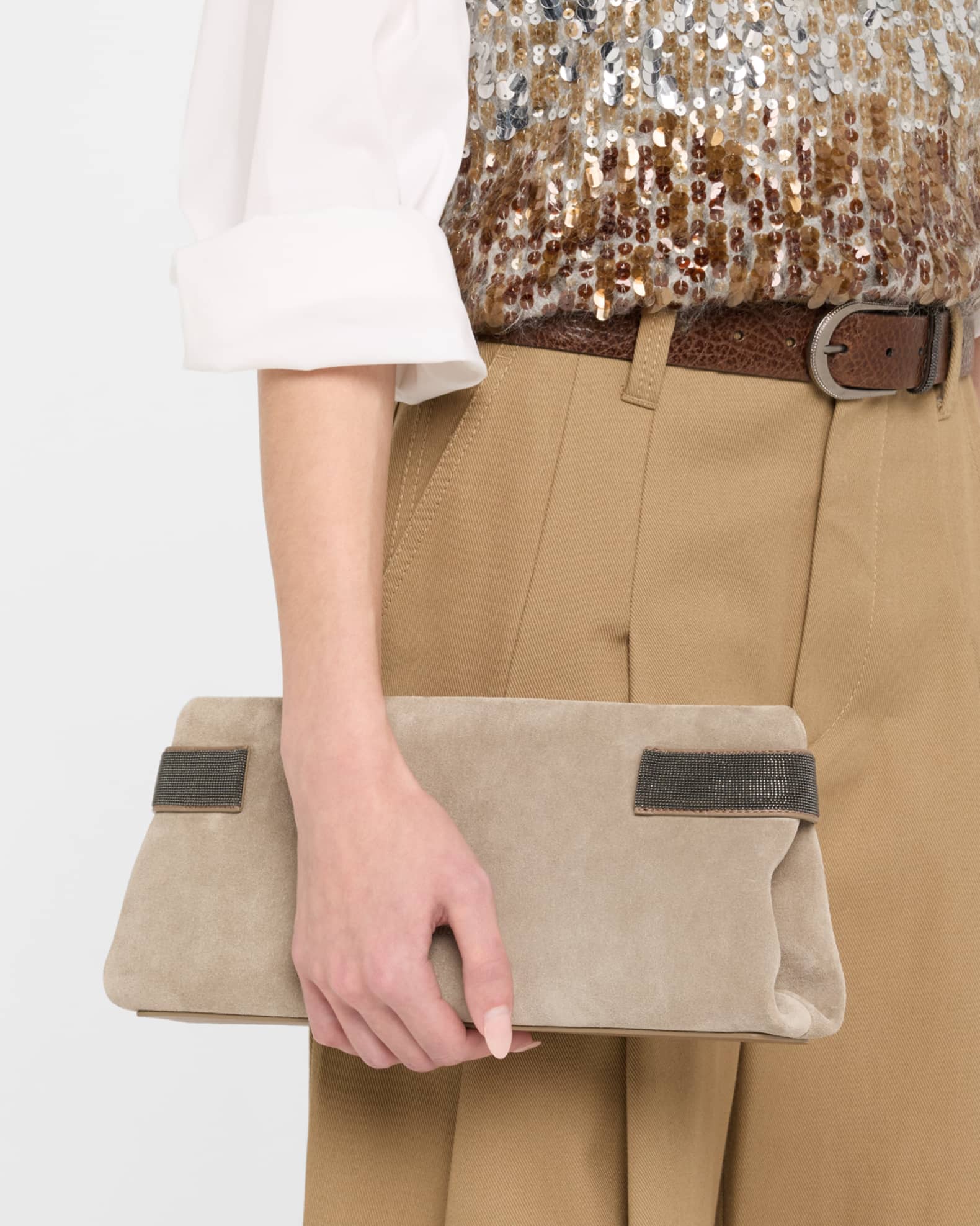 Essense Monili Suede Clutch Bag 1