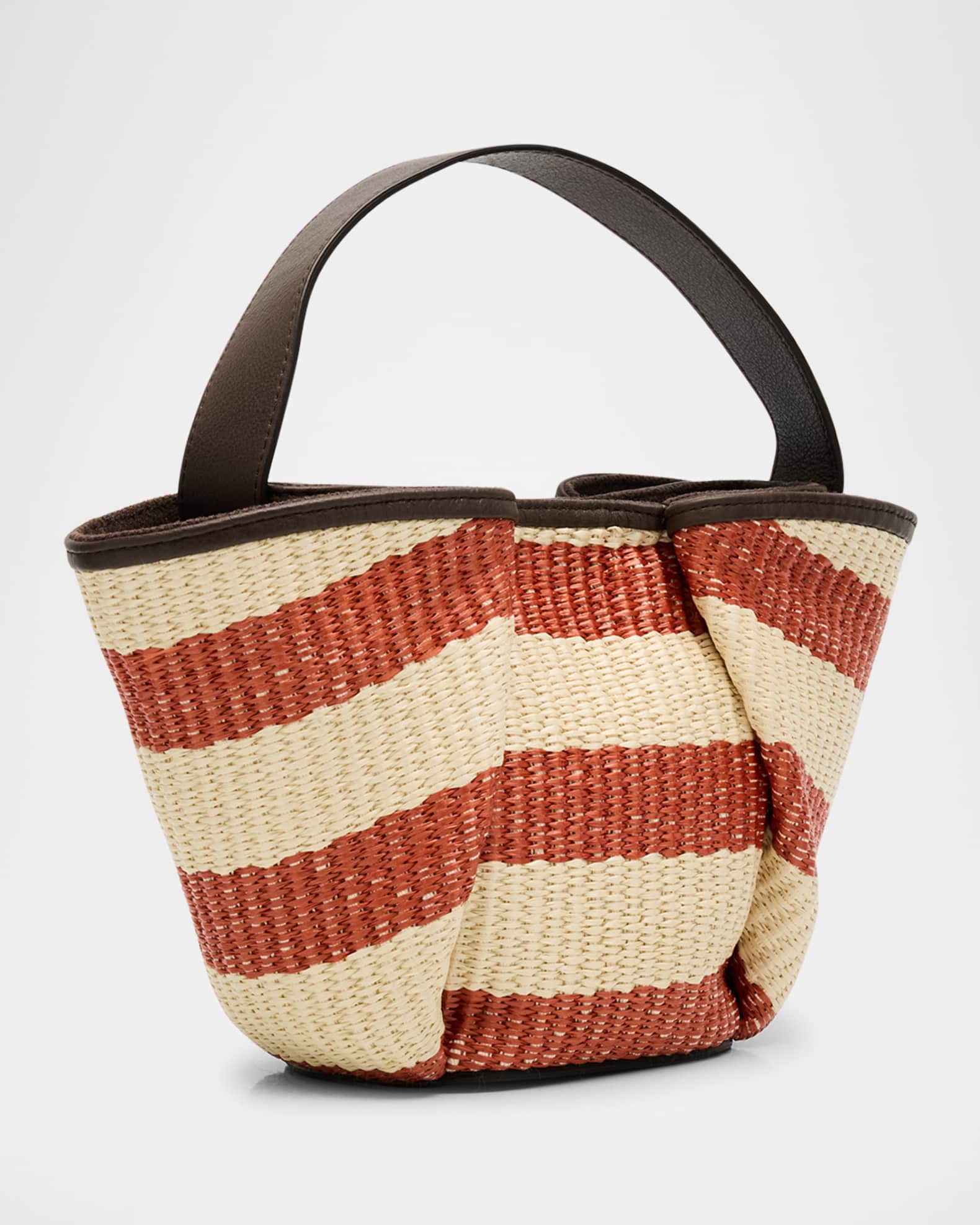 Brunello Cucinelli Marine Mini Striped Raffia Tote Bag