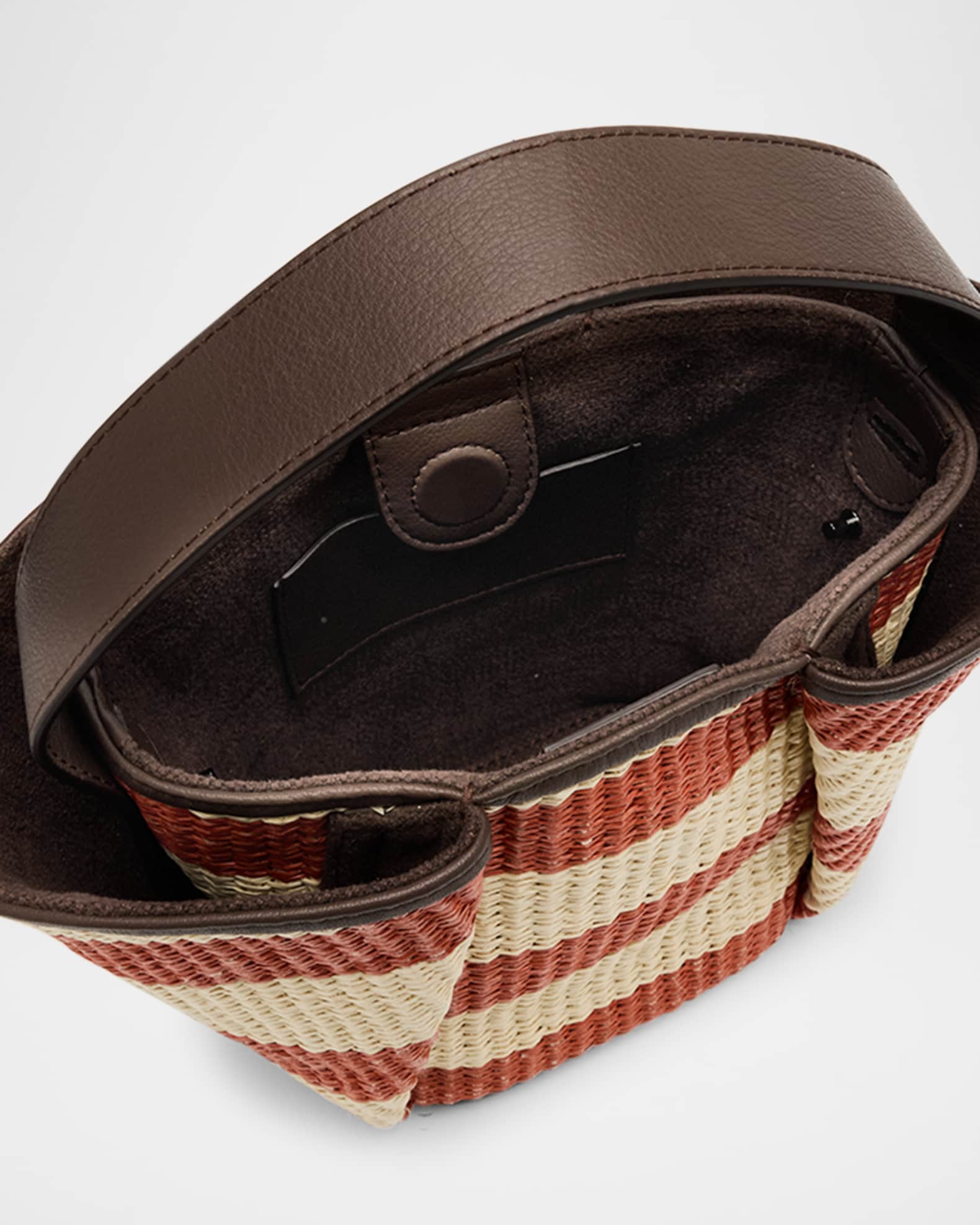 Brunello Cucinelli Marine Mini Striped Raffia Tote Bag