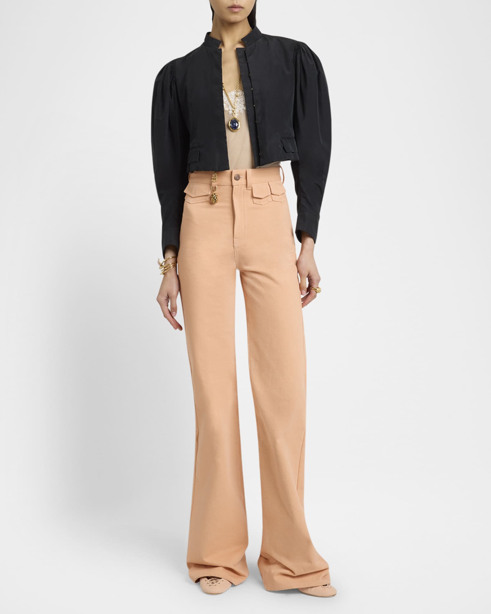 ジャケット・アウター Chloe Cropped Silk Jacket Chloe Puff-Sleeve Cropped Silk Jacket - Bergdorf Goodman