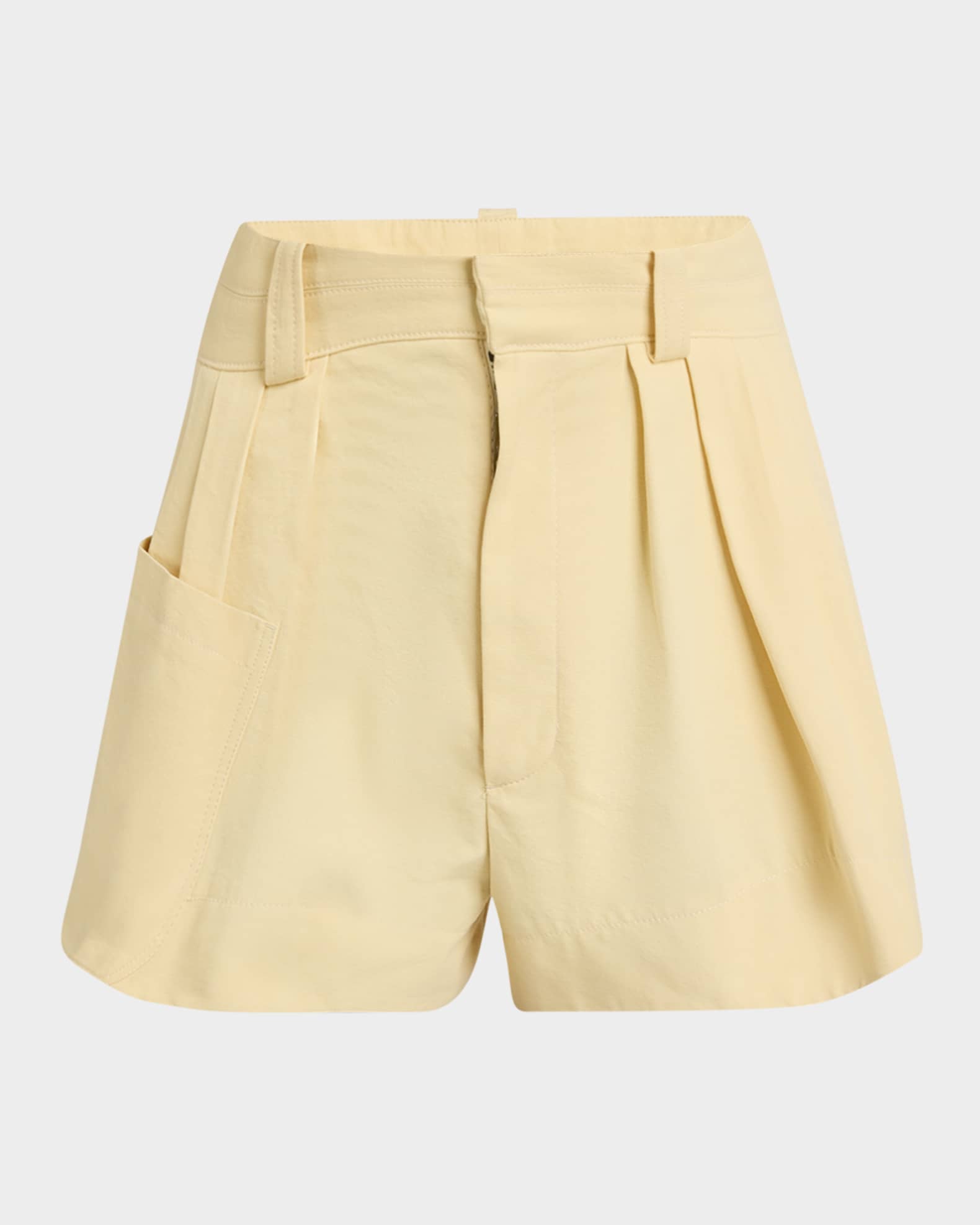 Pleated Mini Canvas Shorts 0