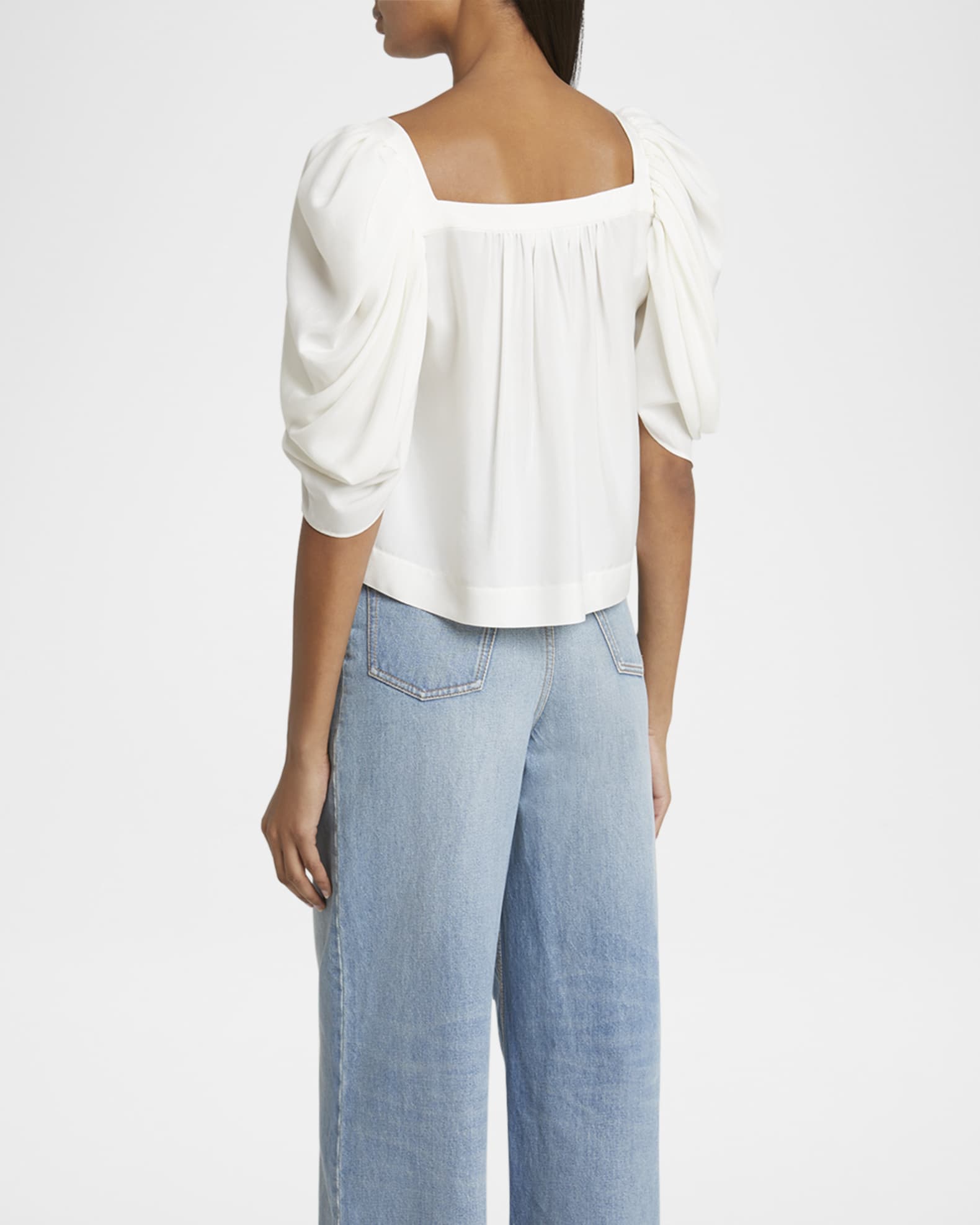 Recent Tuleh Silk Split Sleeve Plunge Top
