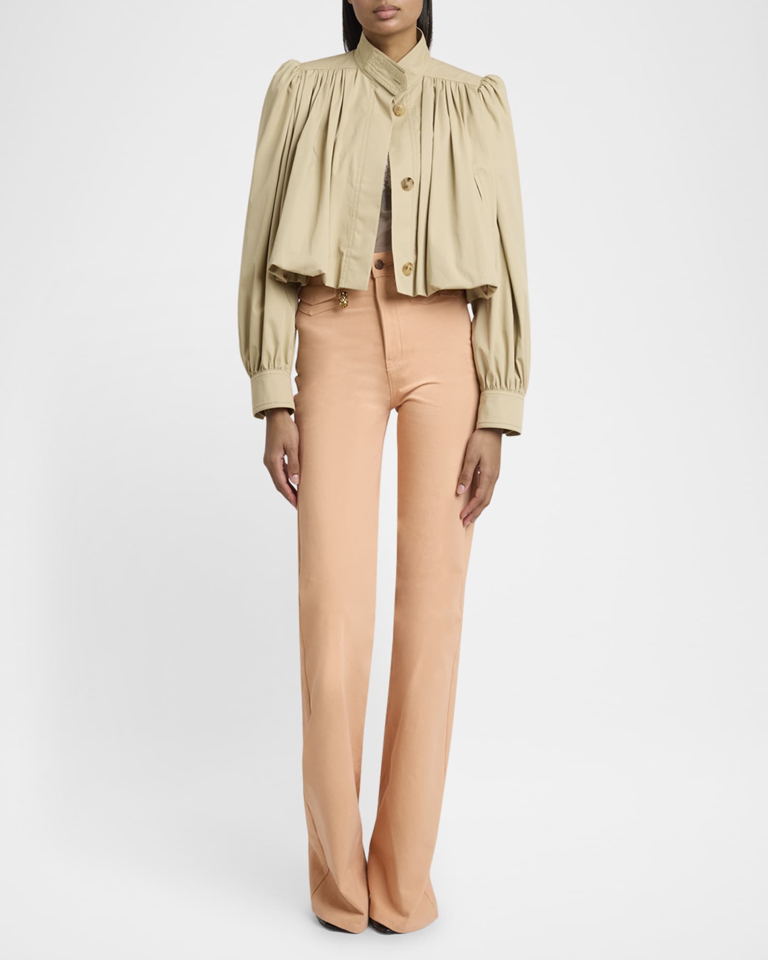 Chloe Crop Balloon Jacket | Neiman Marcus