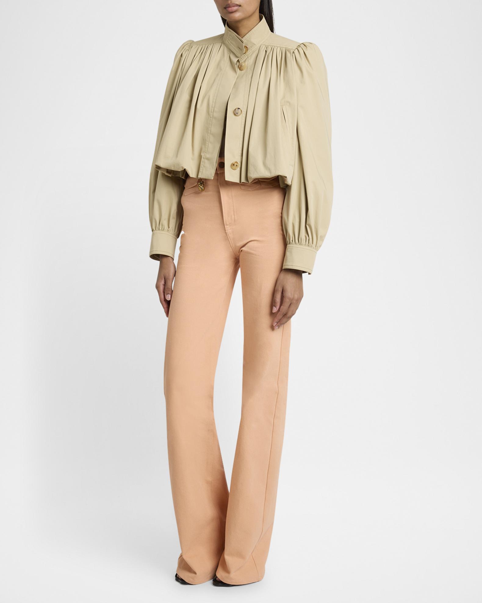 Chloé ベージュ バルーンスリーブブルゾン Chloé Crop Balloon Jacket | Neiman Marcus
