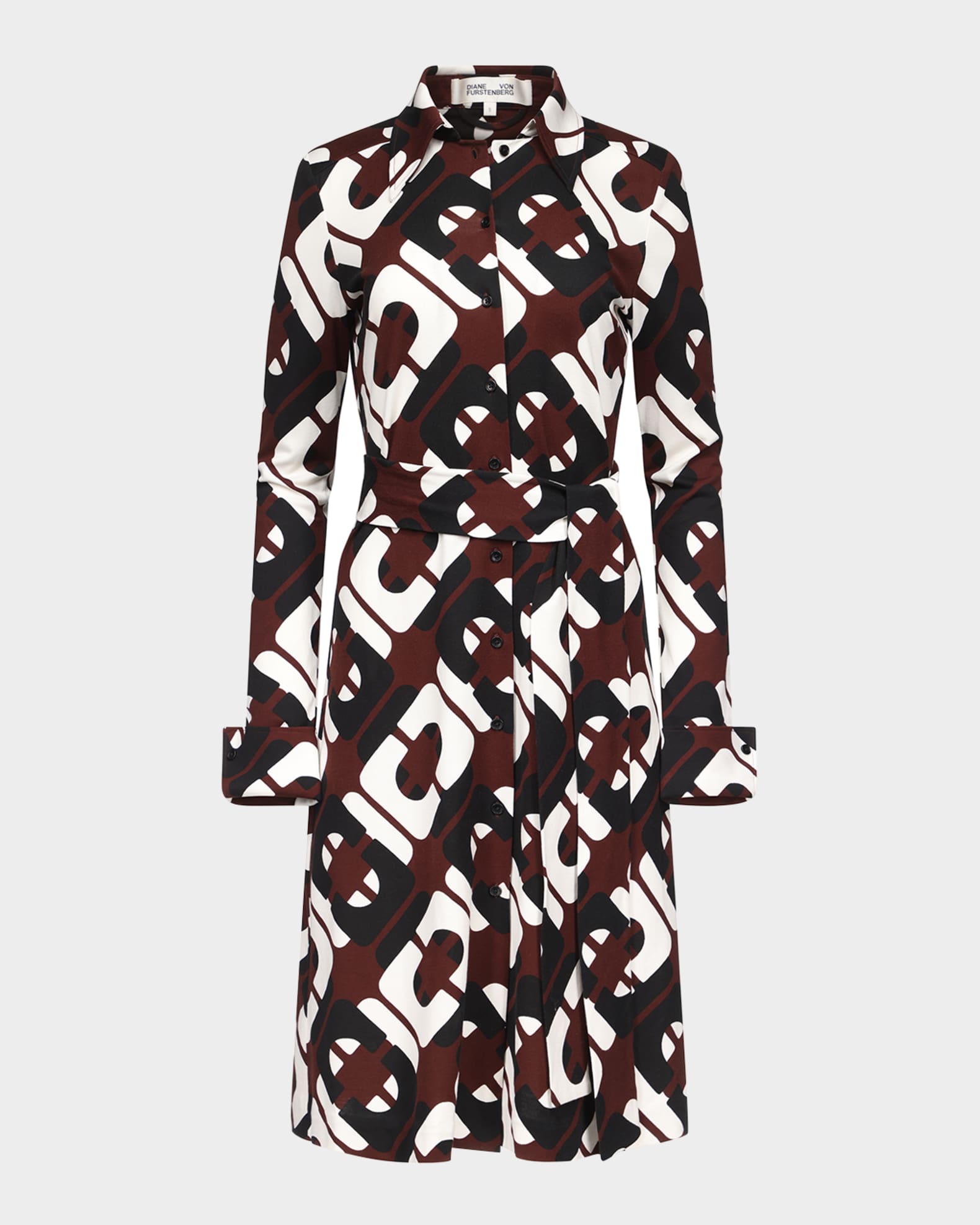 Diane Belted Geometric-Print Shirtdress 0