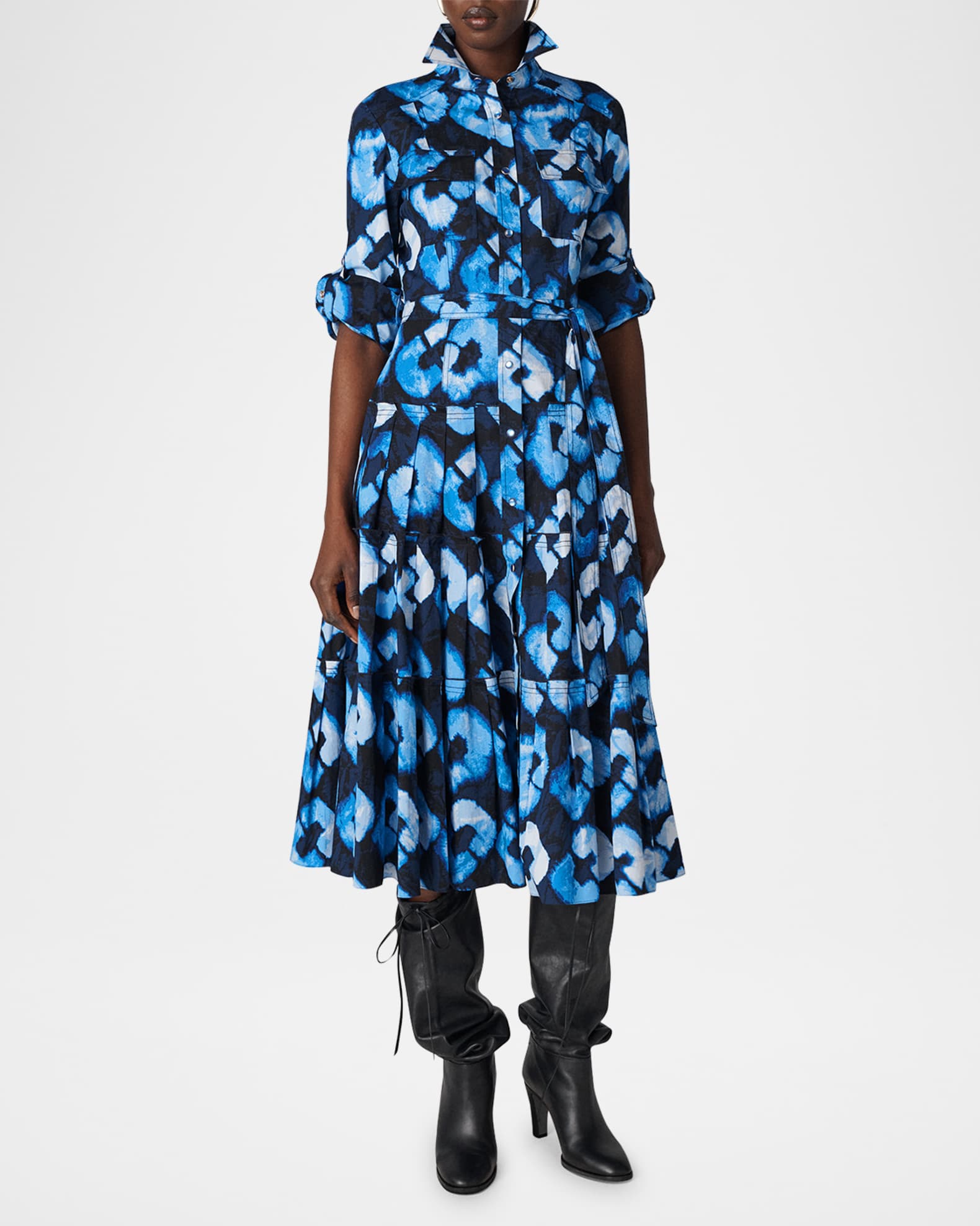 Regina Pleated Tiered Midi Shirtdress 1