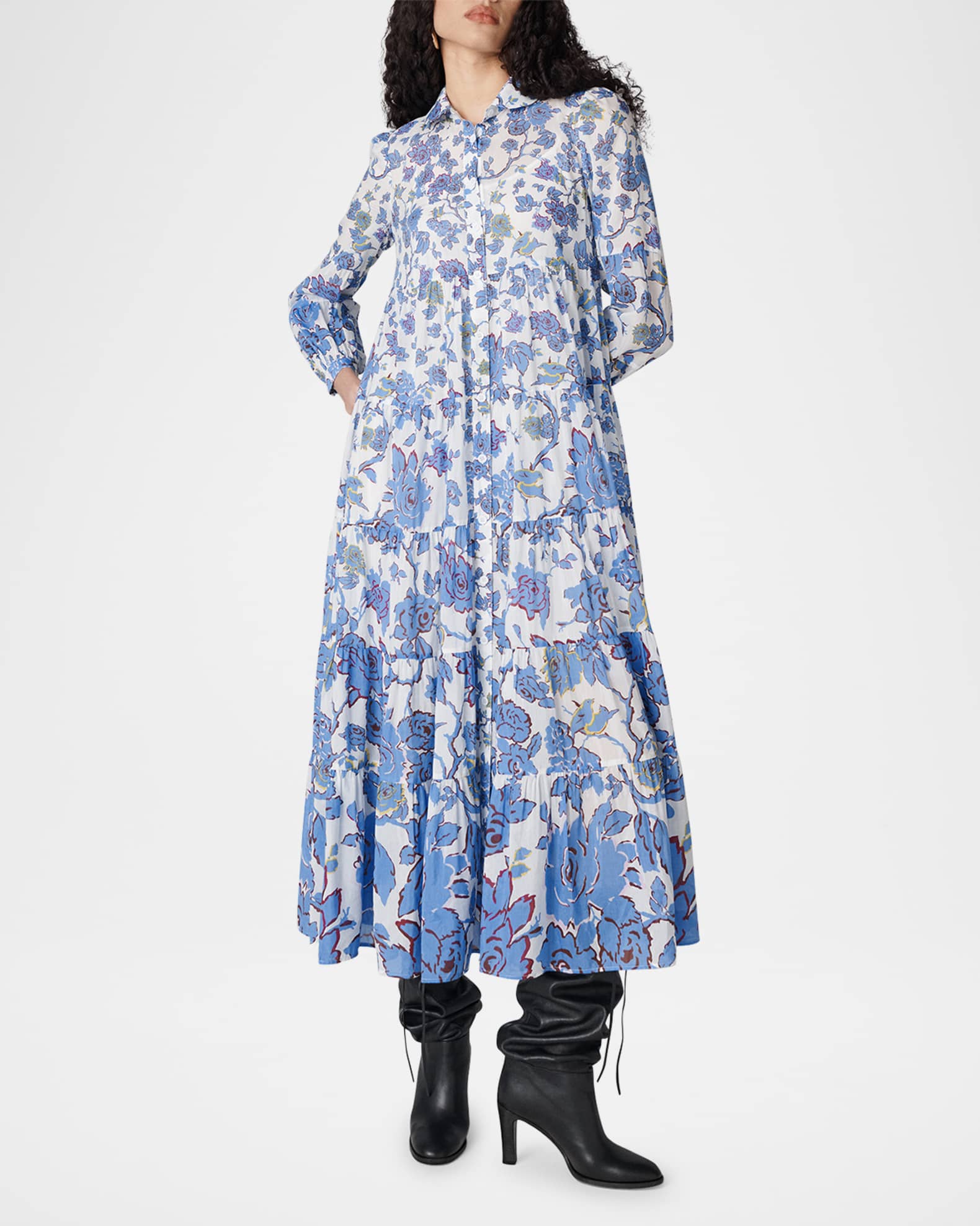 Kiara Tiered Floral-Print Midi Dress 1