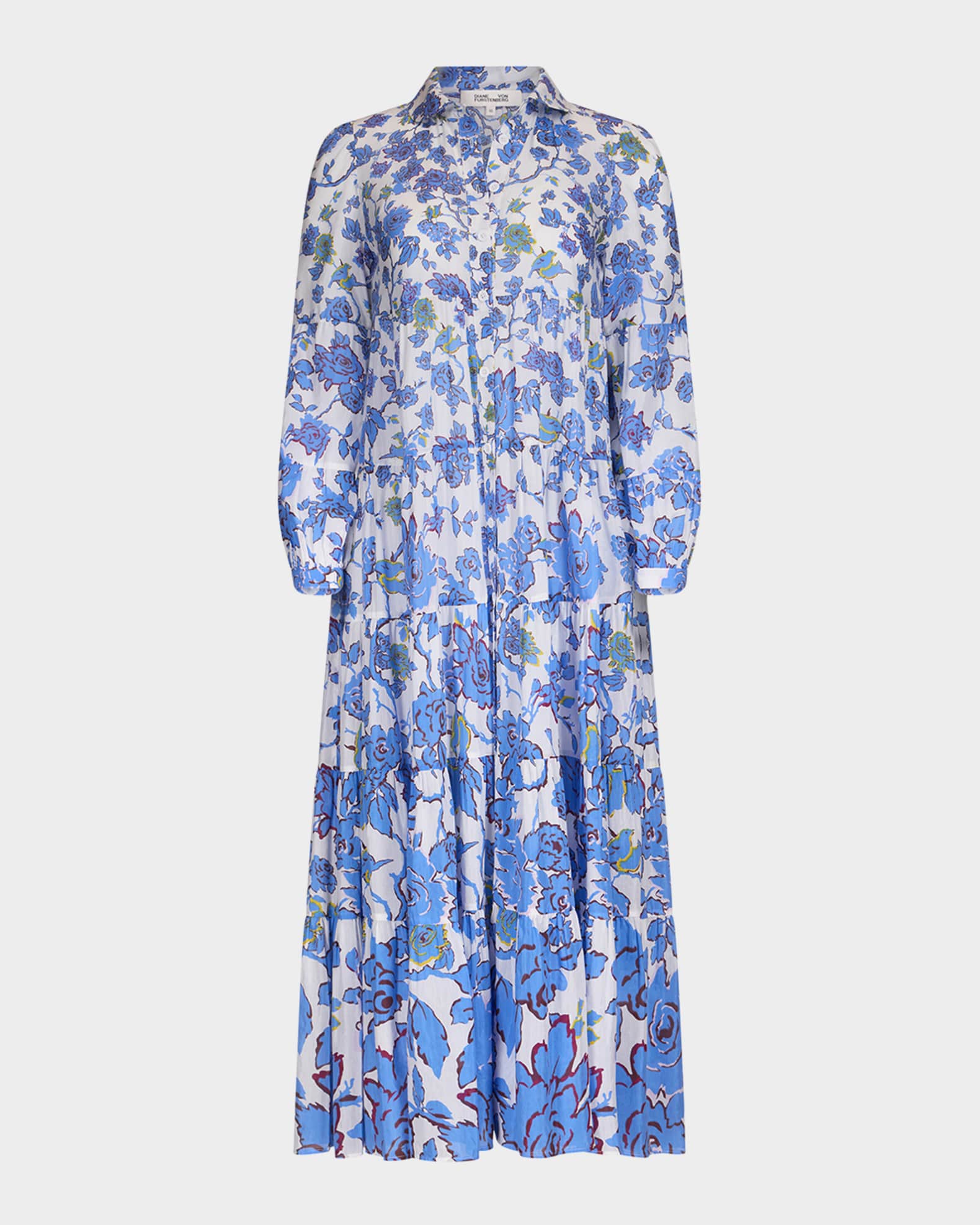 Kiara Tiered Floral-Print Midi Dress 0