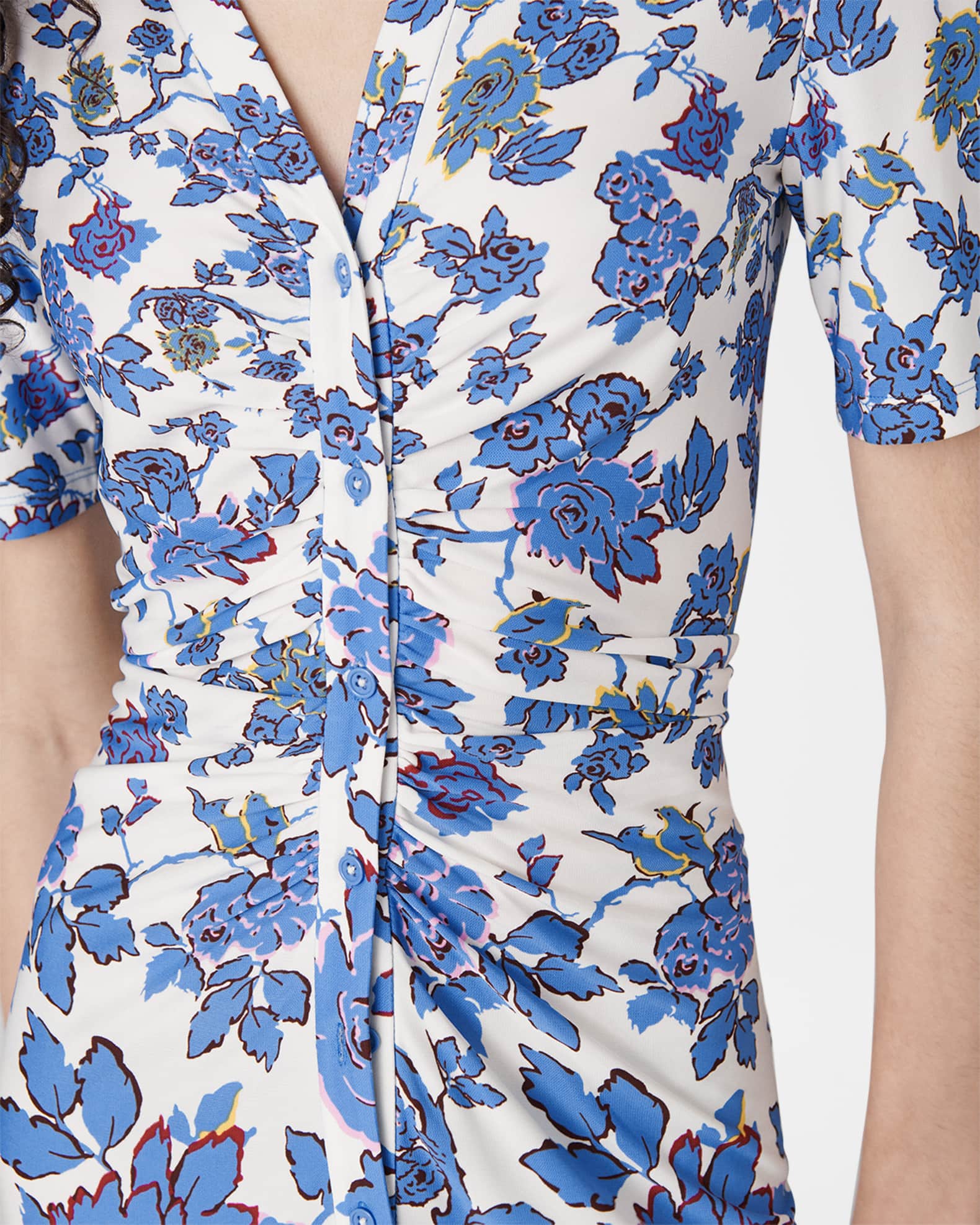 【期間限定！最安値挑戦】 Diane Dress Midi Floral-Print Ruched Zoey Furstenberg von ひざ丈ワンピース
