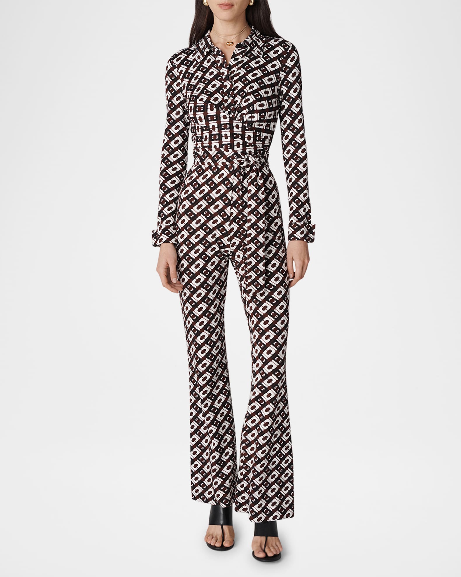 Michele Flared Geometric-Print Jumpsuit 1