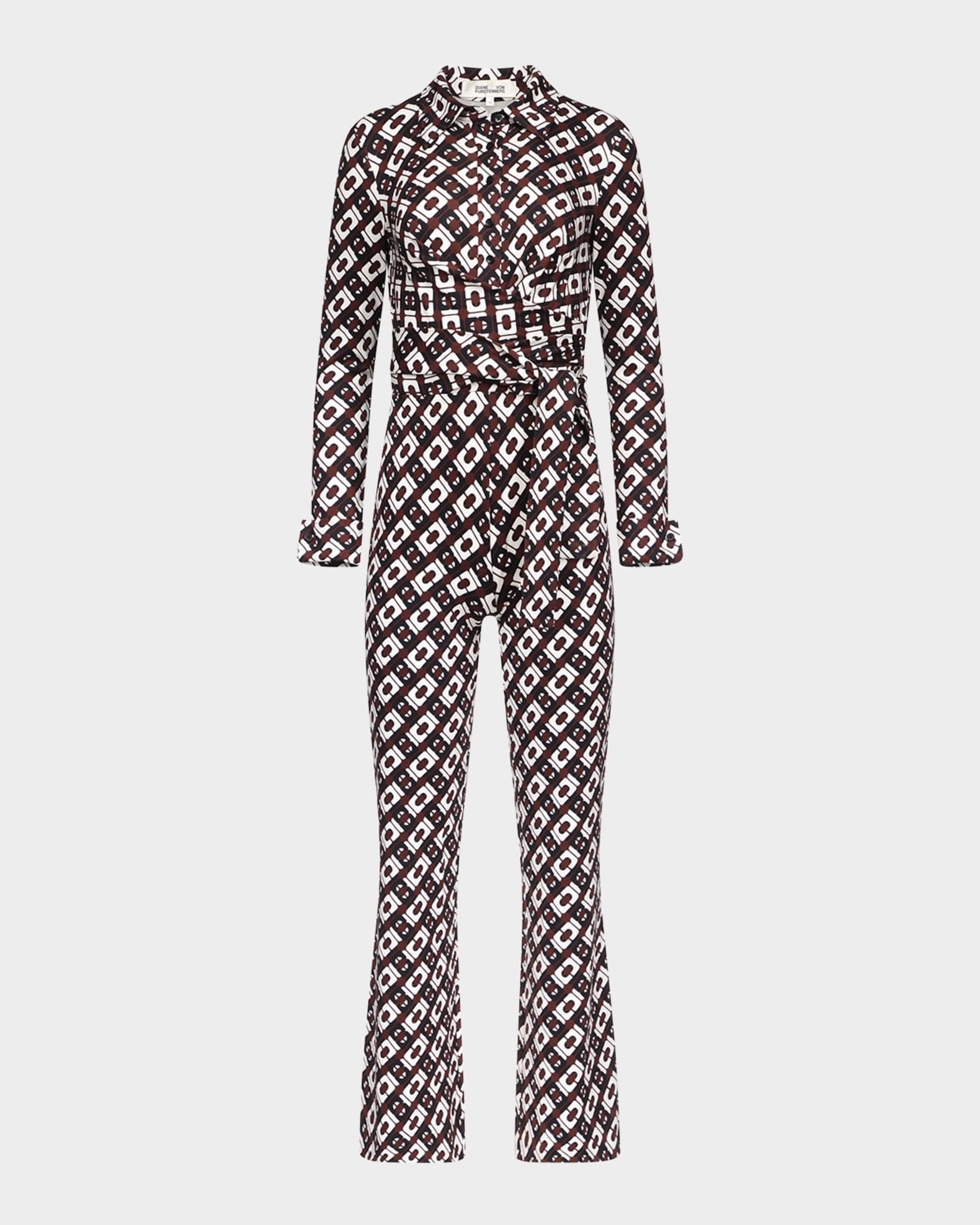 Michele Flared Geometric-Print Jumpsuit 0