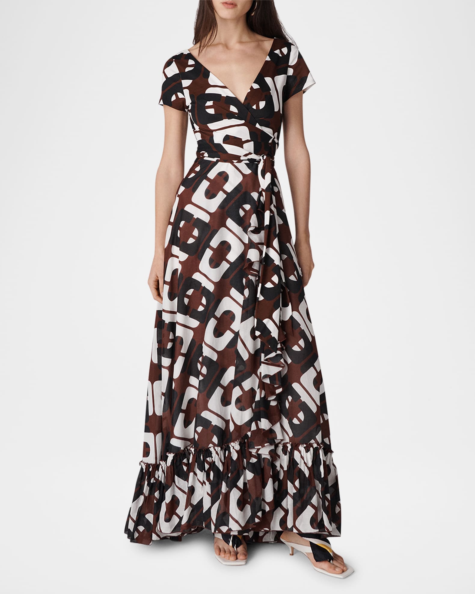 Vivianna Geometric-Print Maxi Wrap Dress 1