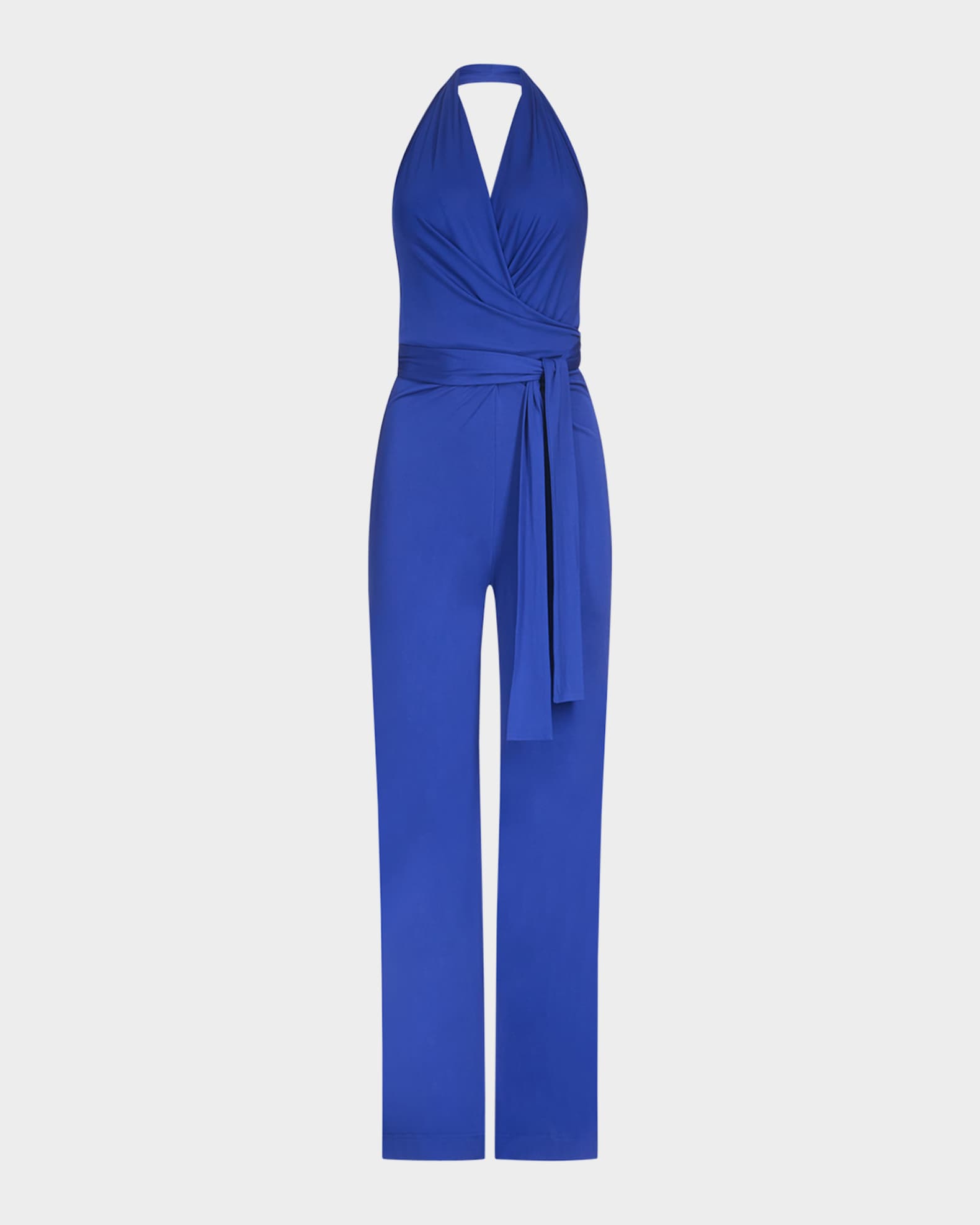 Delia Deep V-Neck Jersey Halter Jumpsuit 0