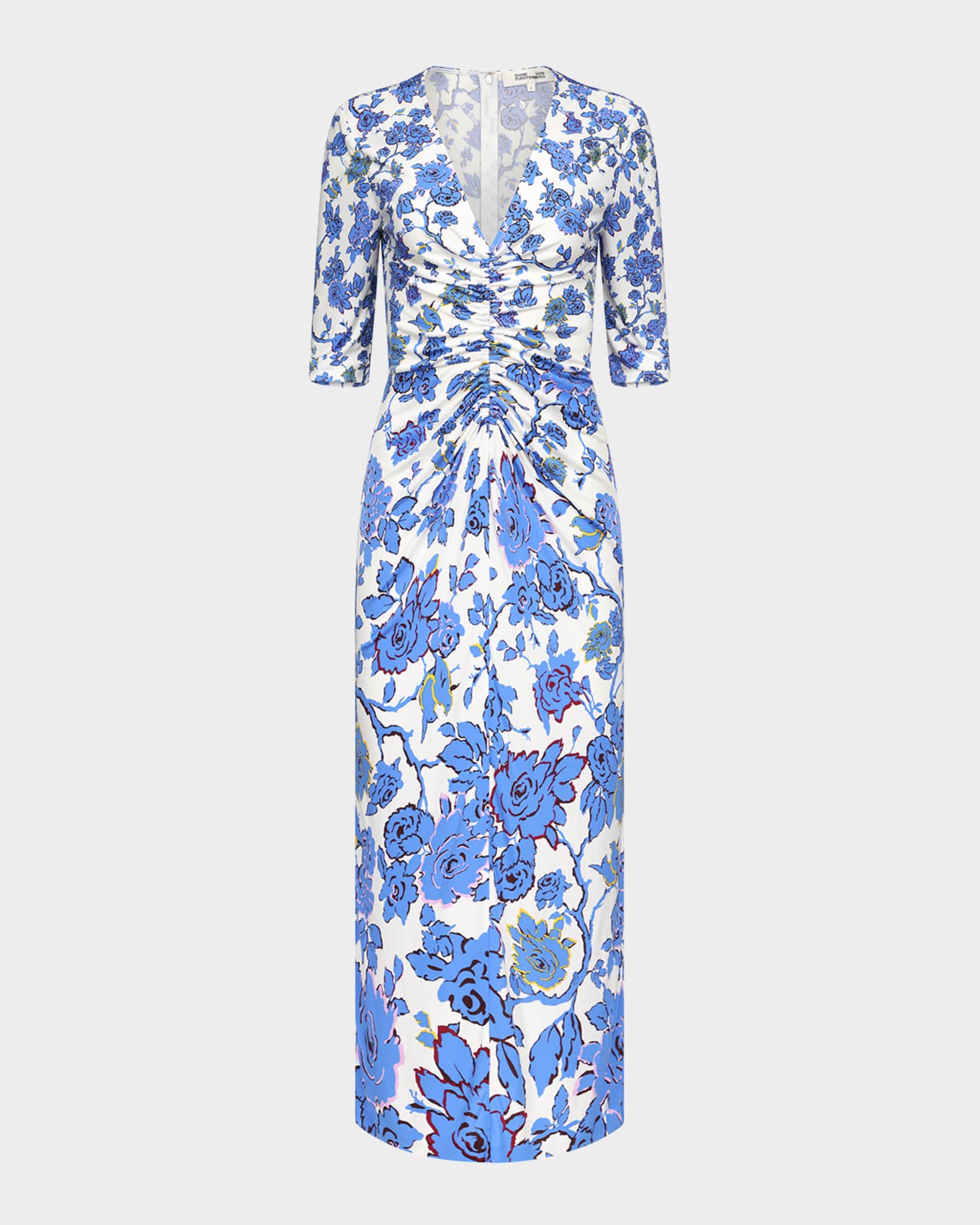 Alba Ruched Floral-Print Maxi Dress 0