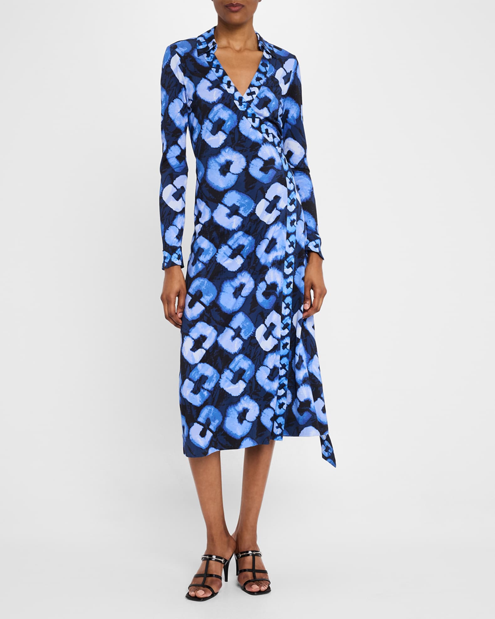 Abigail Geometric-Print Silk Midi Wrap Dress 1