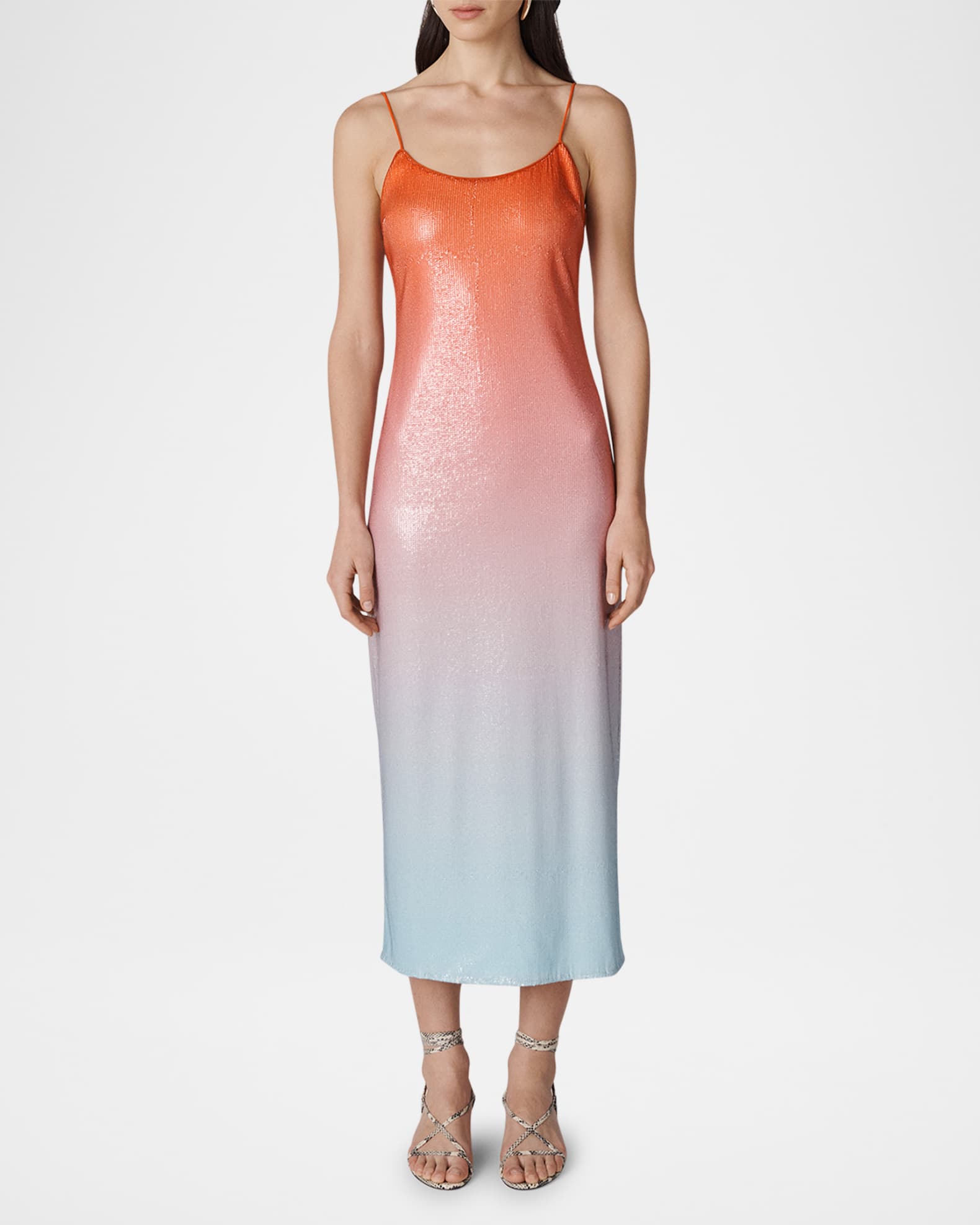 Scoop-Neck Ombre Sequin Midi Dress 1