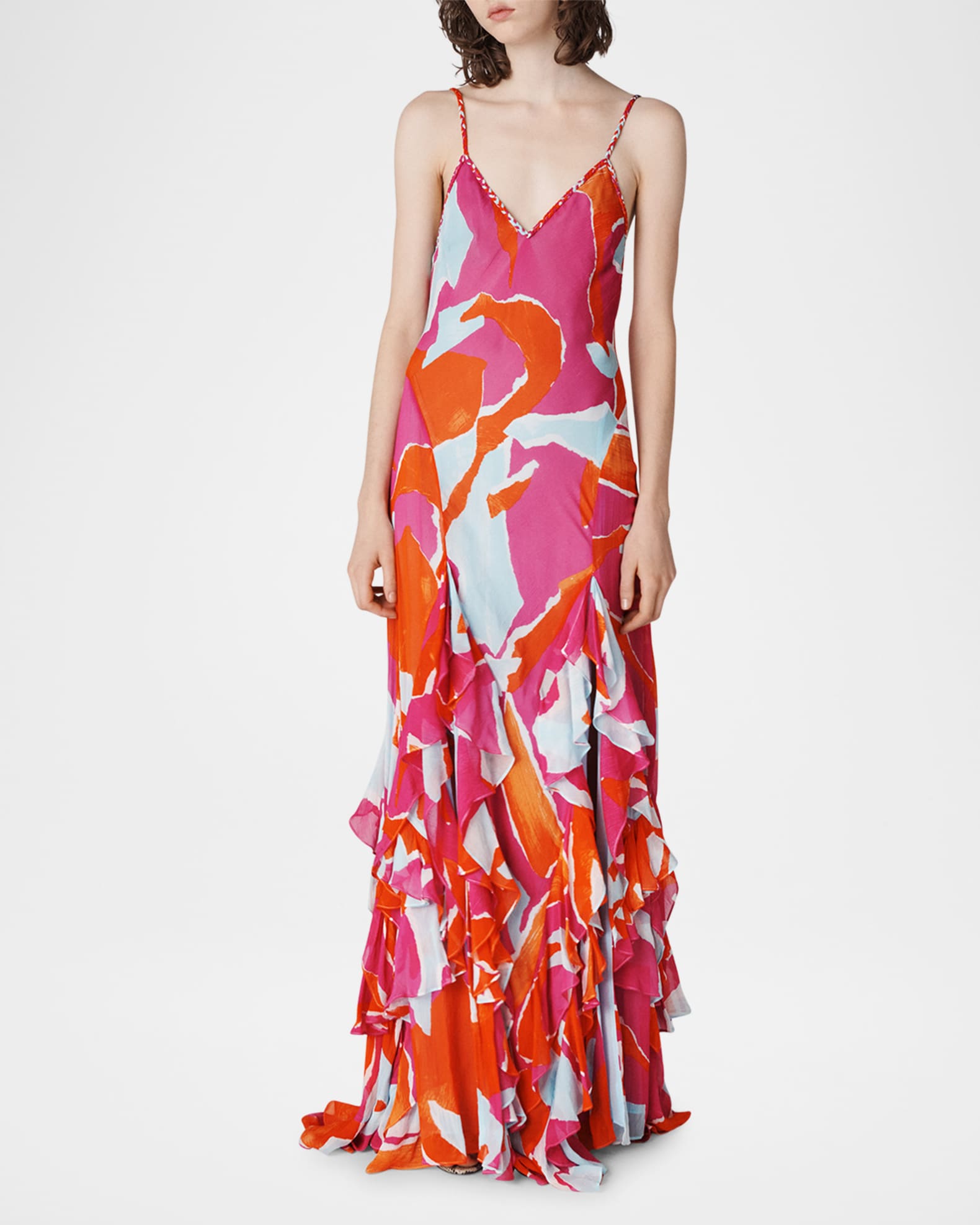 Stella Abstract-Print Ruffle Maxi Dress 1