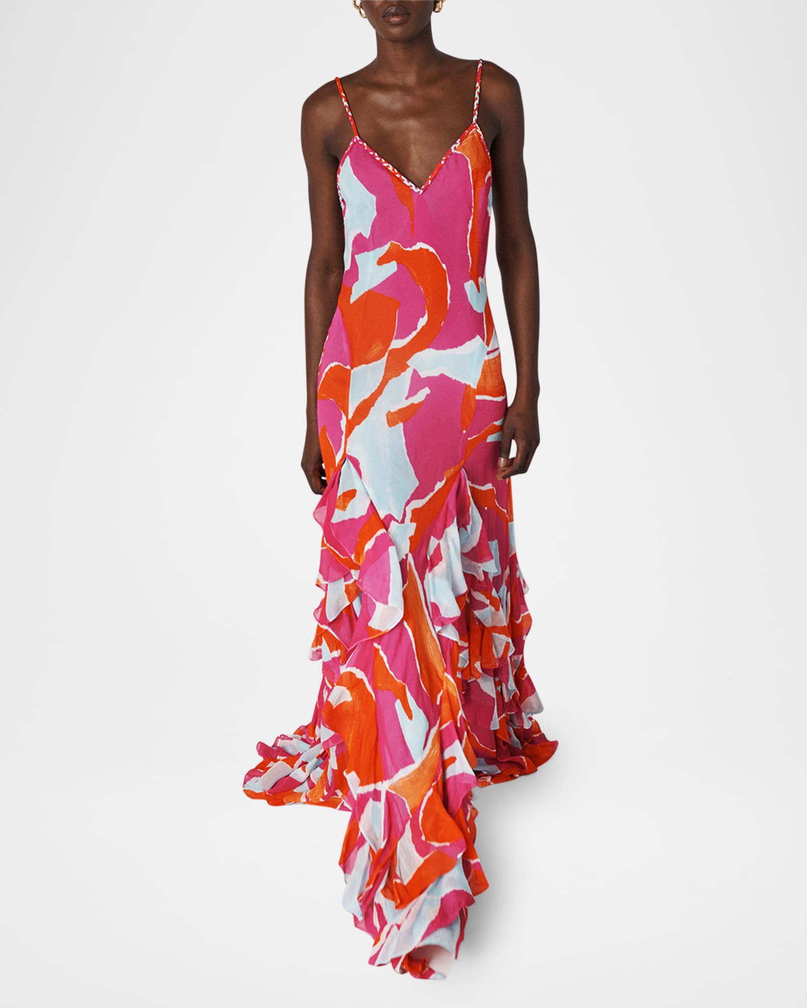 DIANE von FURSTENBERG◆ヴィヴィアン フローラル ミディドレス Diane von Furstenberg Stella Abstract-Print Ruffle Maxi