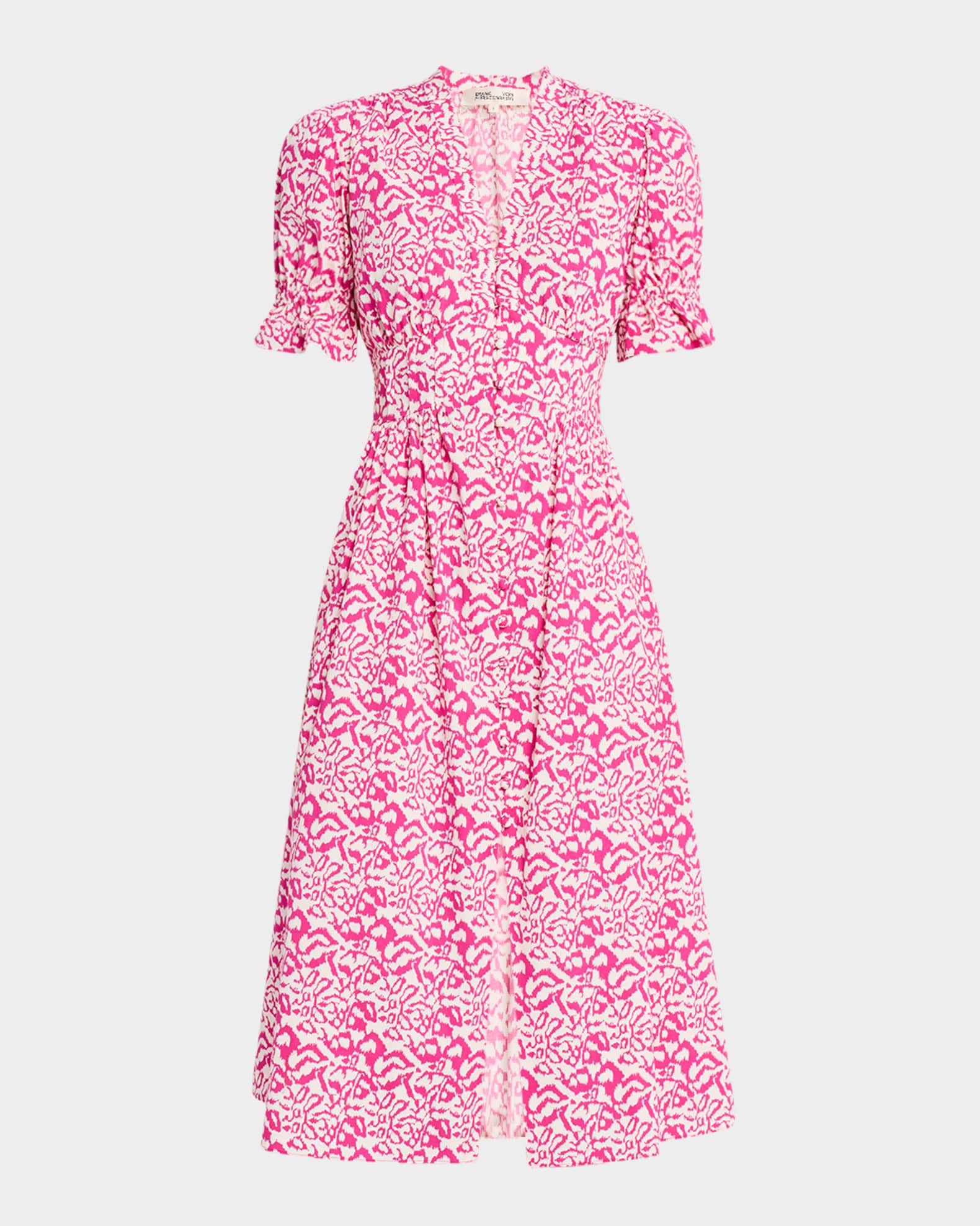 Erica Puff-Sleeve Cotton Midi Dress 0