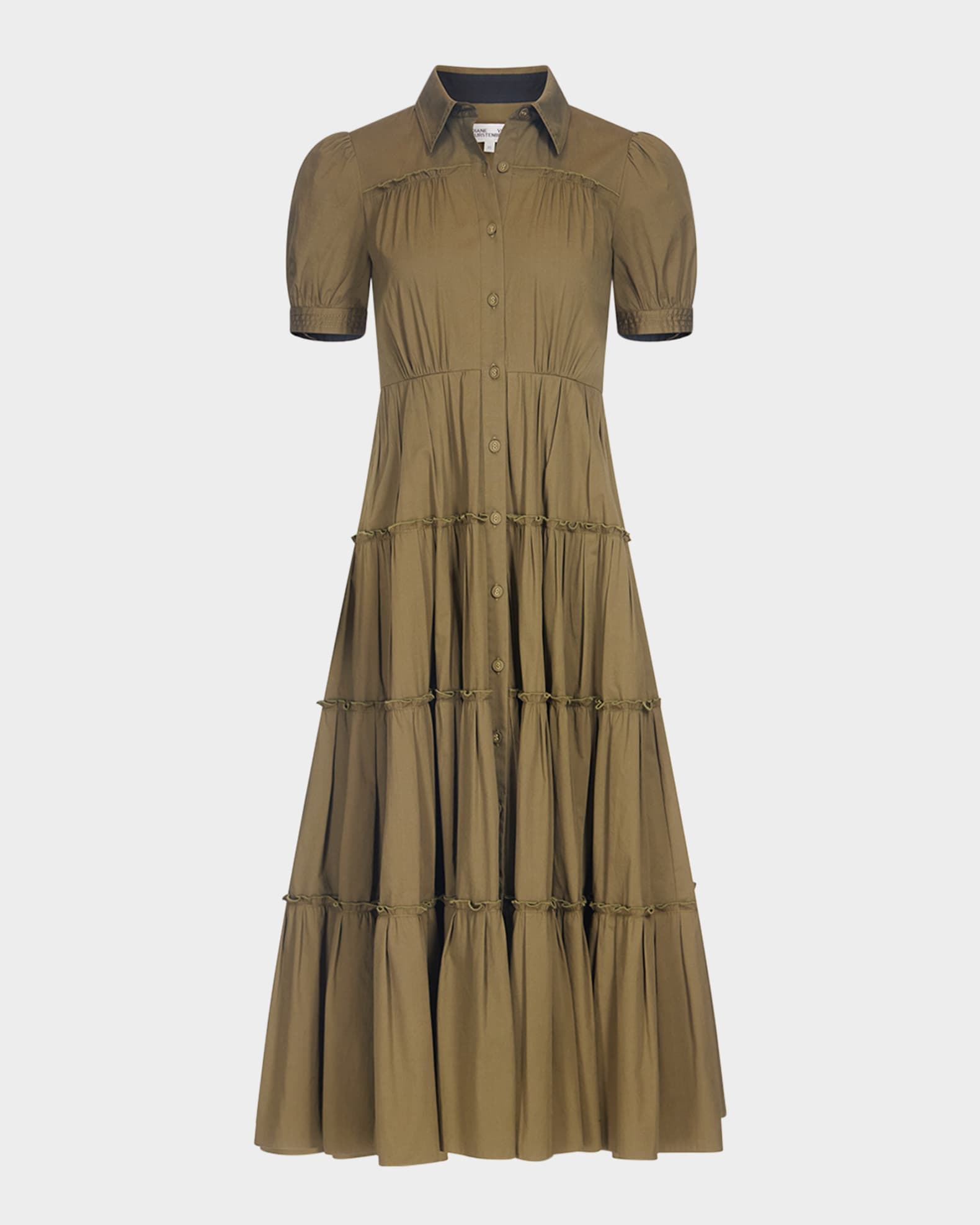 Queena Tiered Ruffle Midi Dress 0