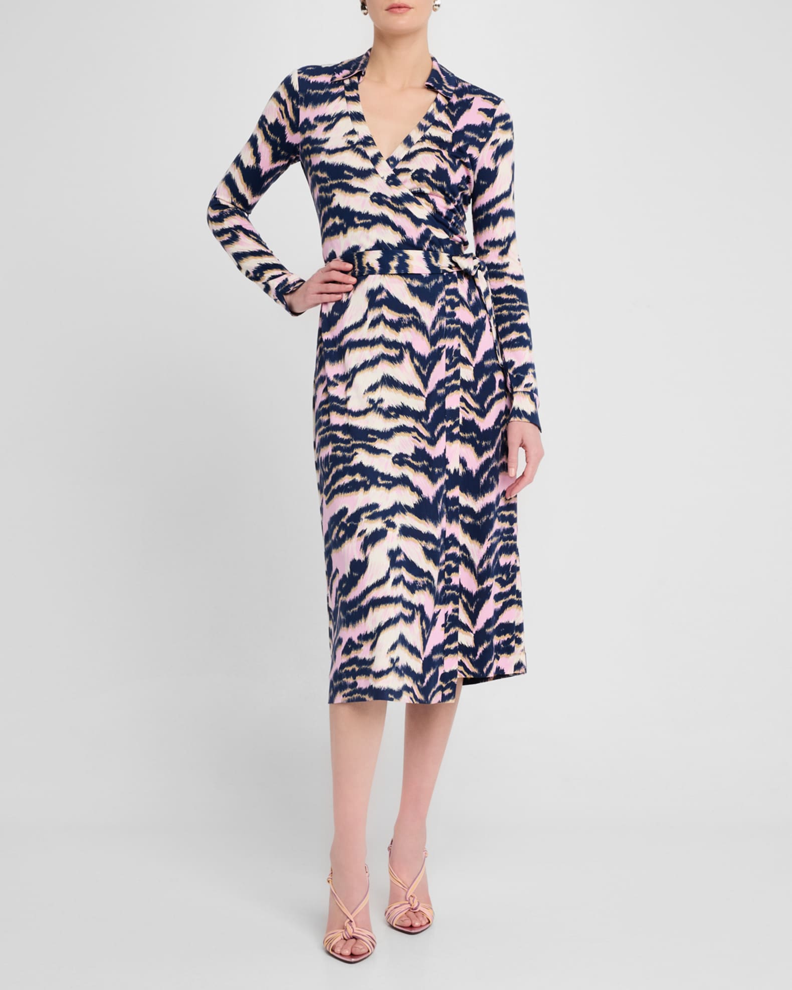 Abigail Tiger-Print Midi Wrap Dress 1