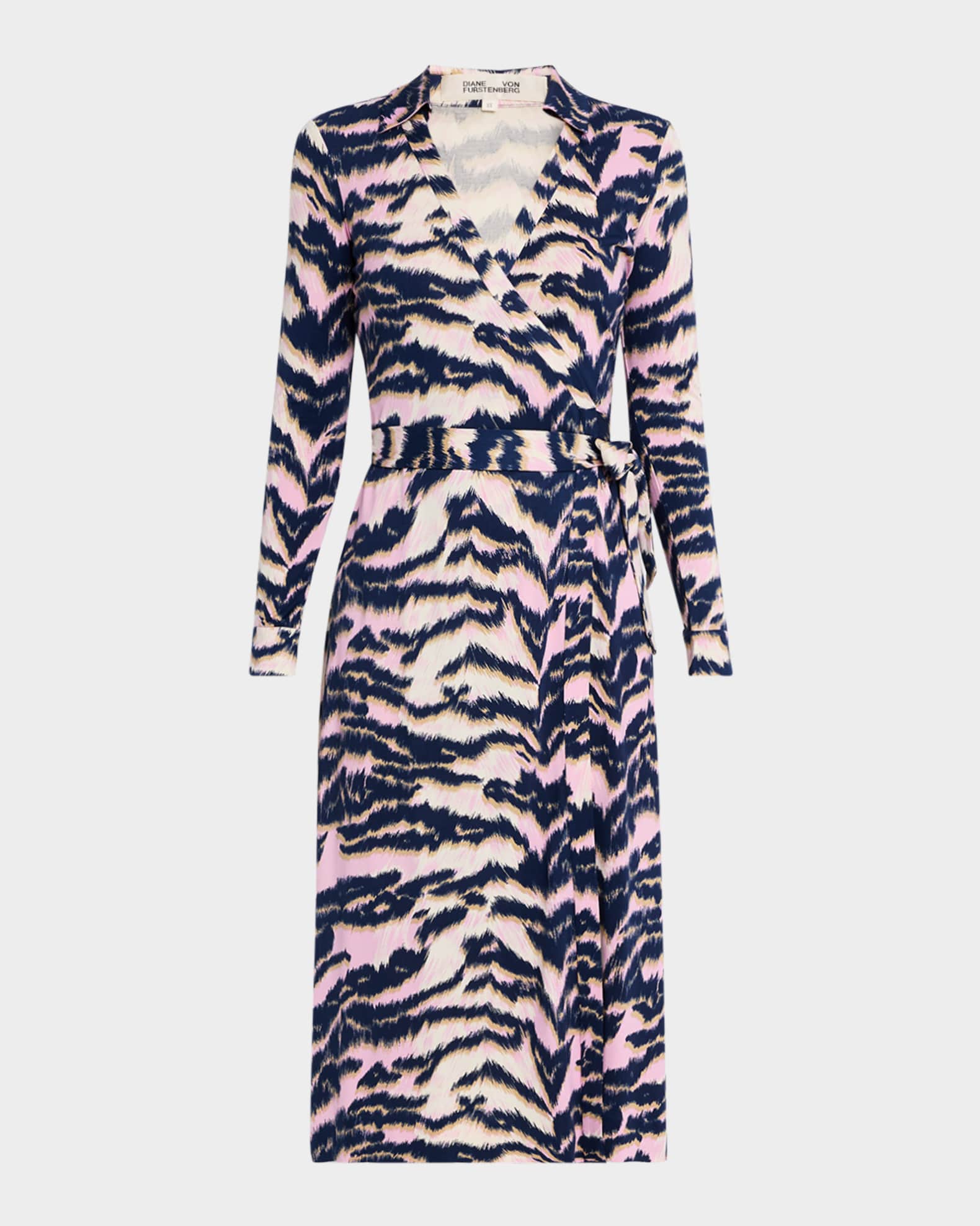 Abigail Tiger-Print Midi Wrap Dress 0
