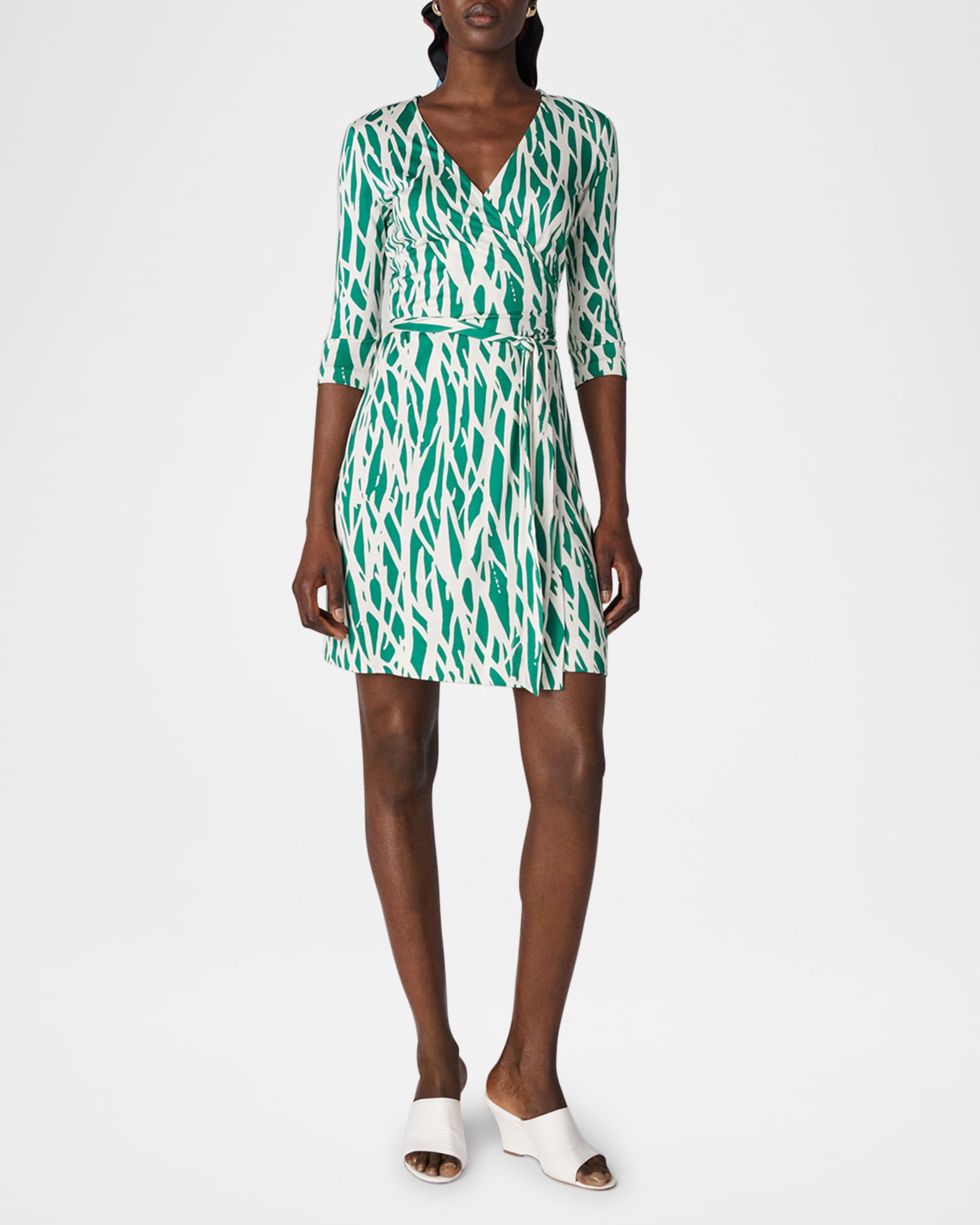 Julian Abstract-Print Jersey Mini Wrap Dress 1