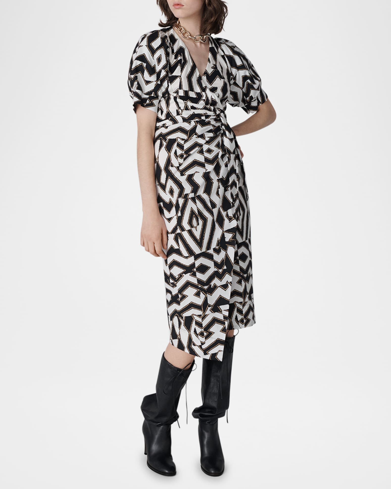 Arina Geometric-Print Midi Wrap Dress 1