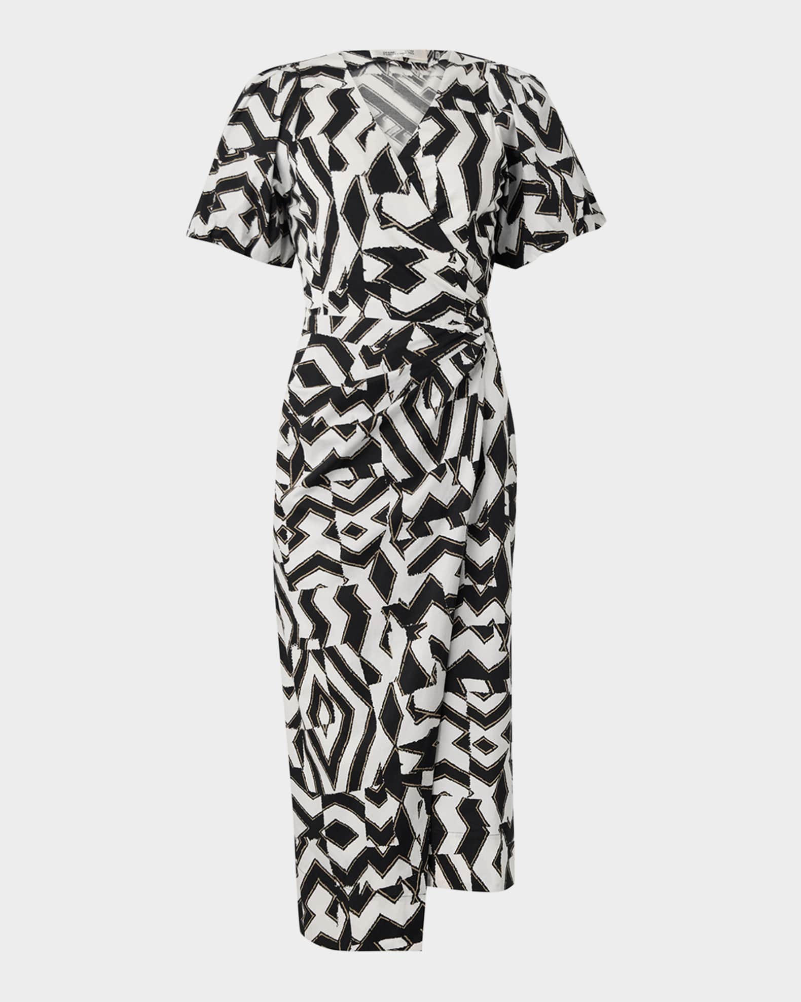 Arina Geometric-Print Midi Wrap Dress 0