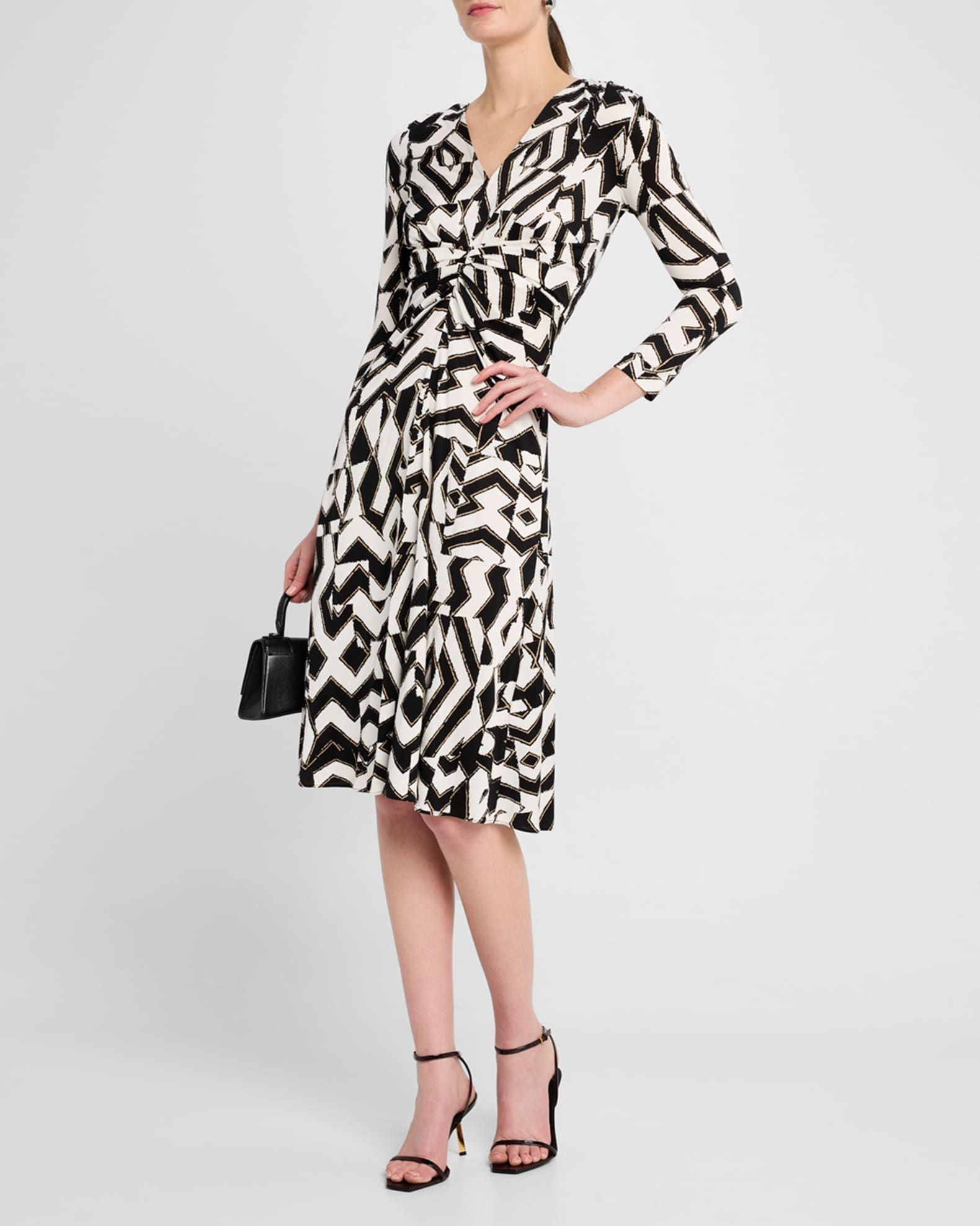 Jerome Pleated Geometric-Print Dress 1