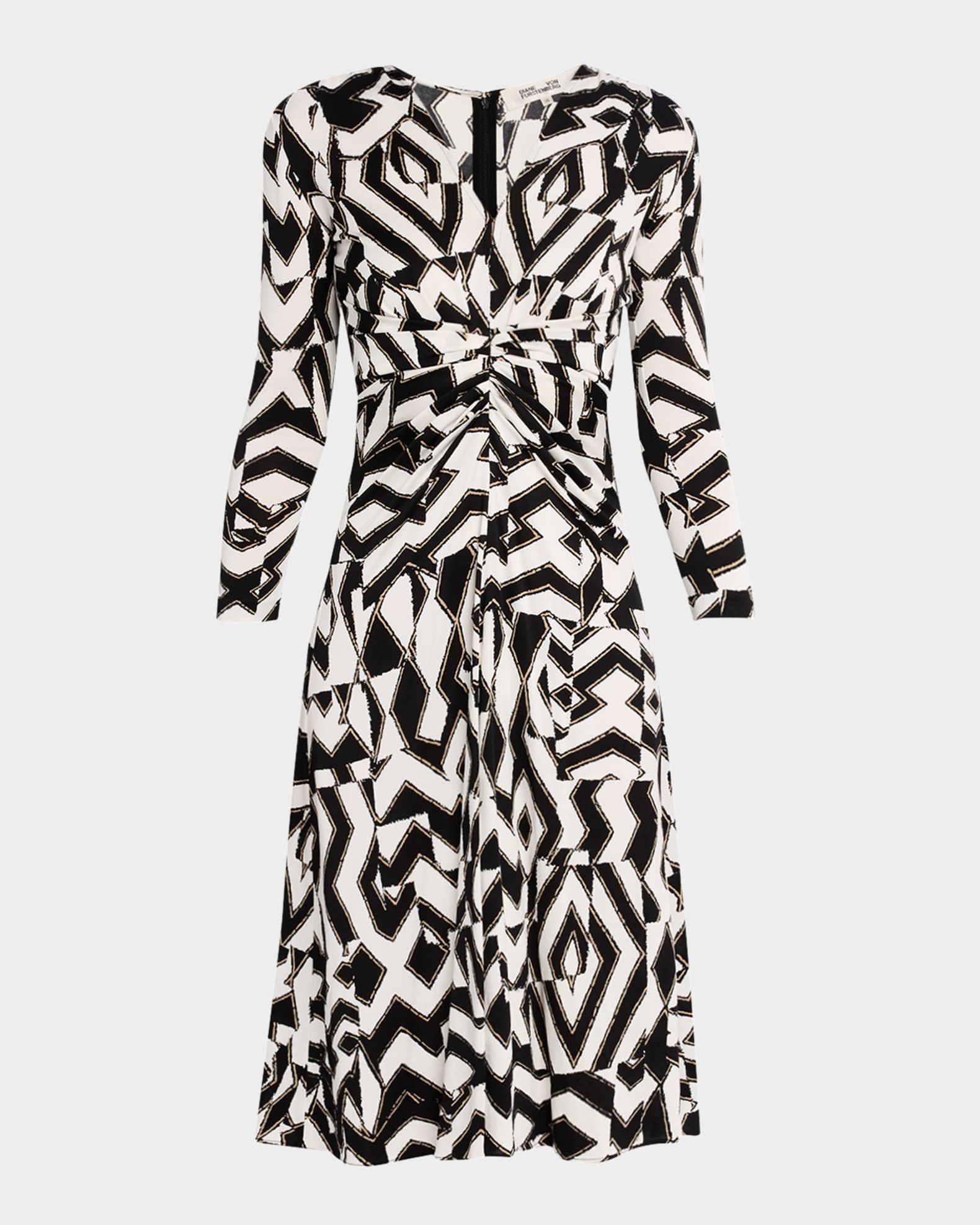 Jerome Pleated Geometric-Print Dress 0