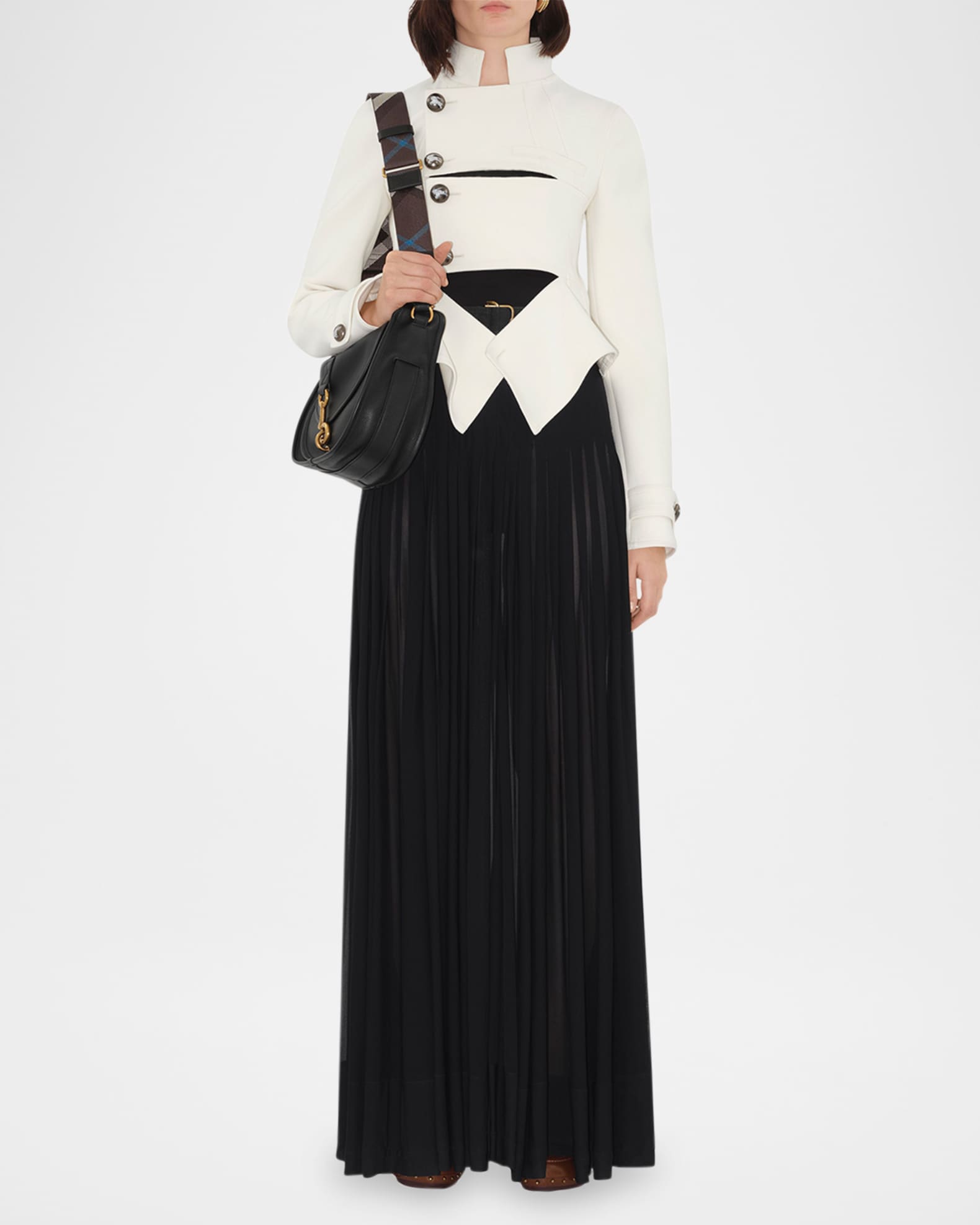 Burberry Giu Button-Panel Belted Slim Jacket | Neiman Marcus Burberry Giu Button-Panel Belted Slim Jacket | Neiman Marcus