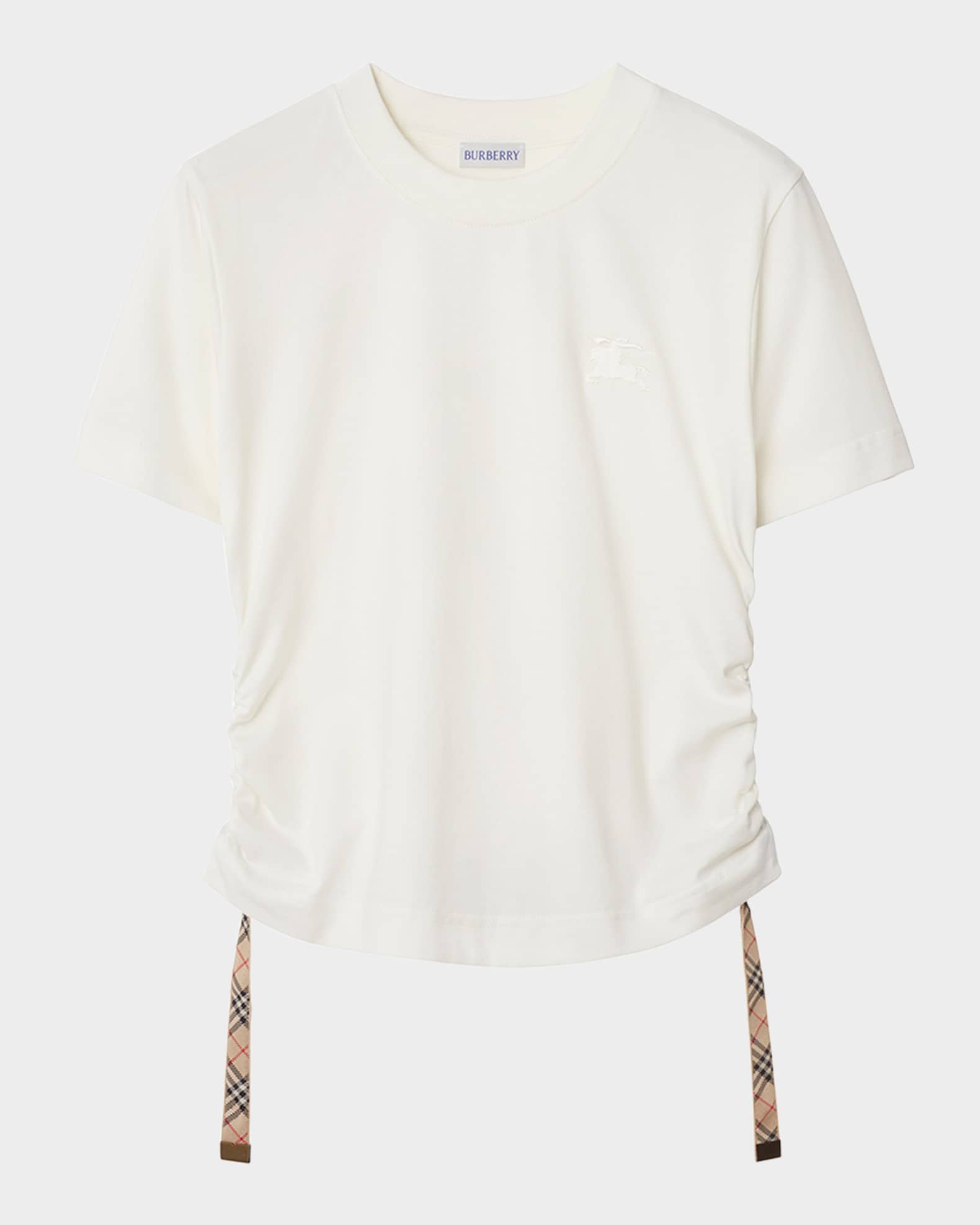 Ruched Check-Ties Short-Sleeve T-Shirt 0