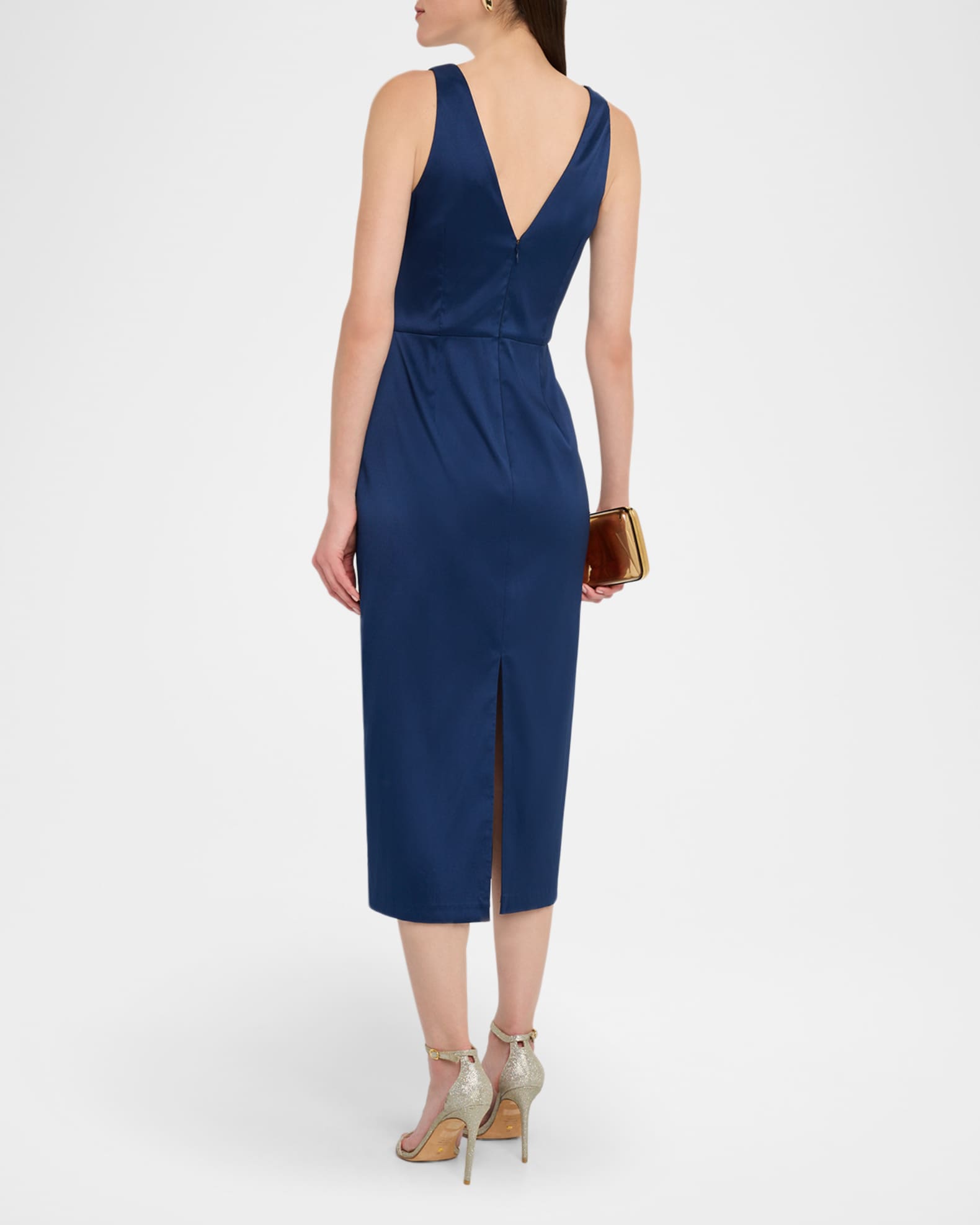 Aidan Mattox Sleeveless Flower-Beaded Midi Dress | Neiman Marcus
