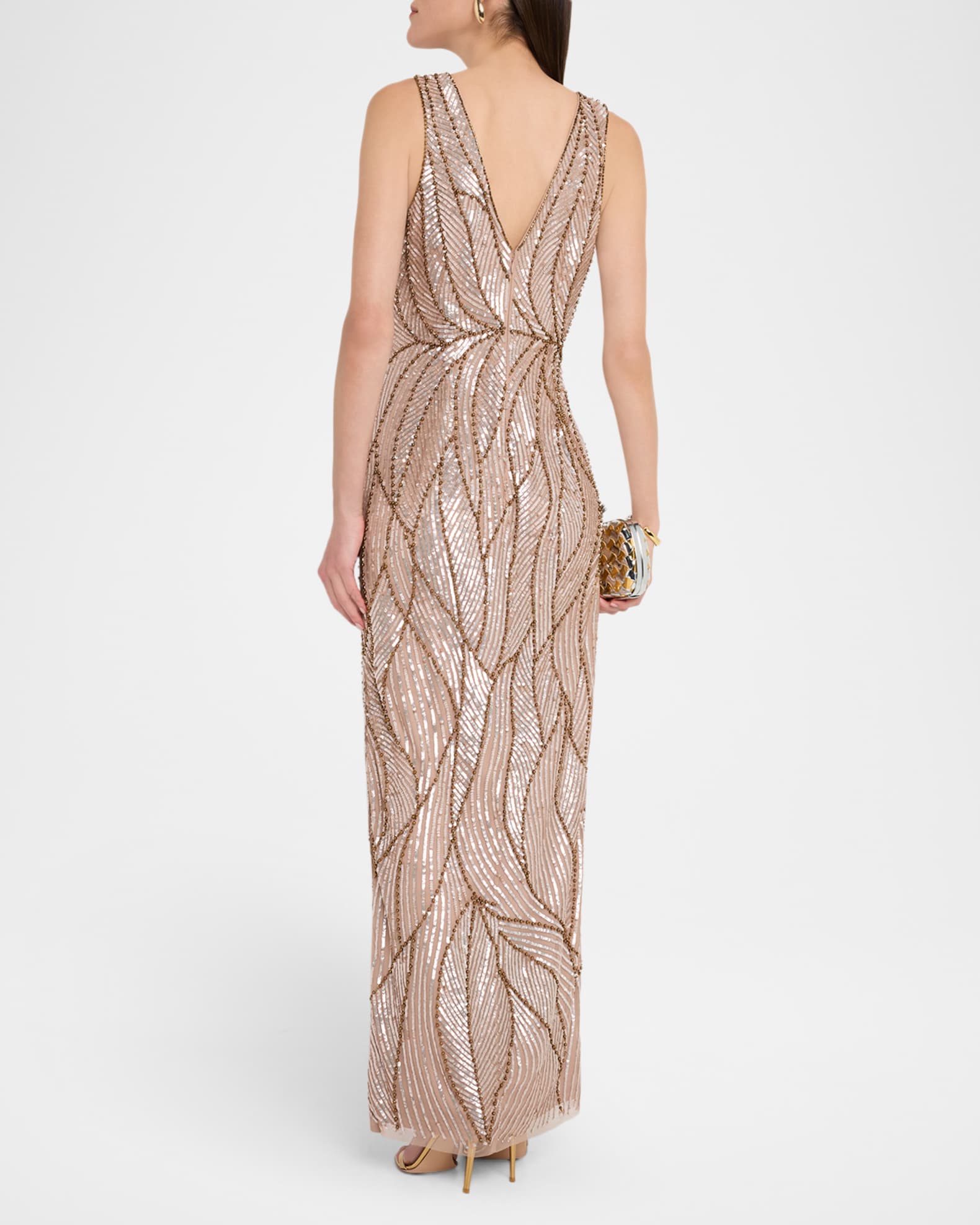 Aidan Mattox Sleeveless Bead & Sequin Column Gown | Neiman Marcus