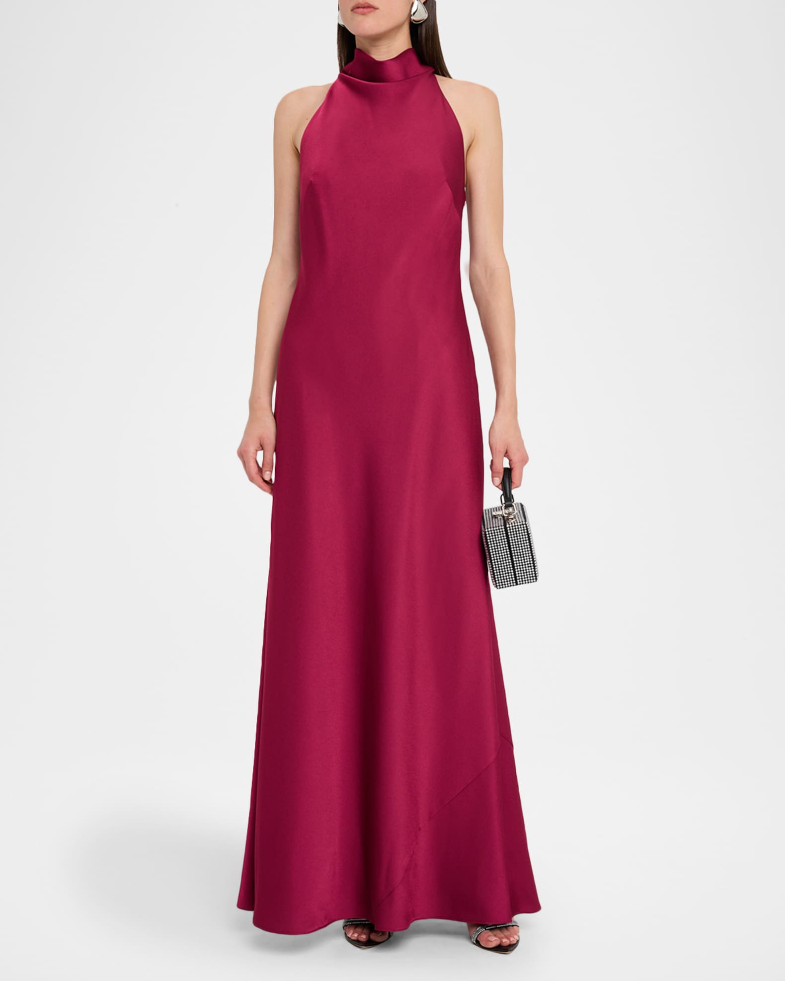 Aidan Mattox Cowl-Neck Crepe Back Satin Gown | Neiman Marcus
