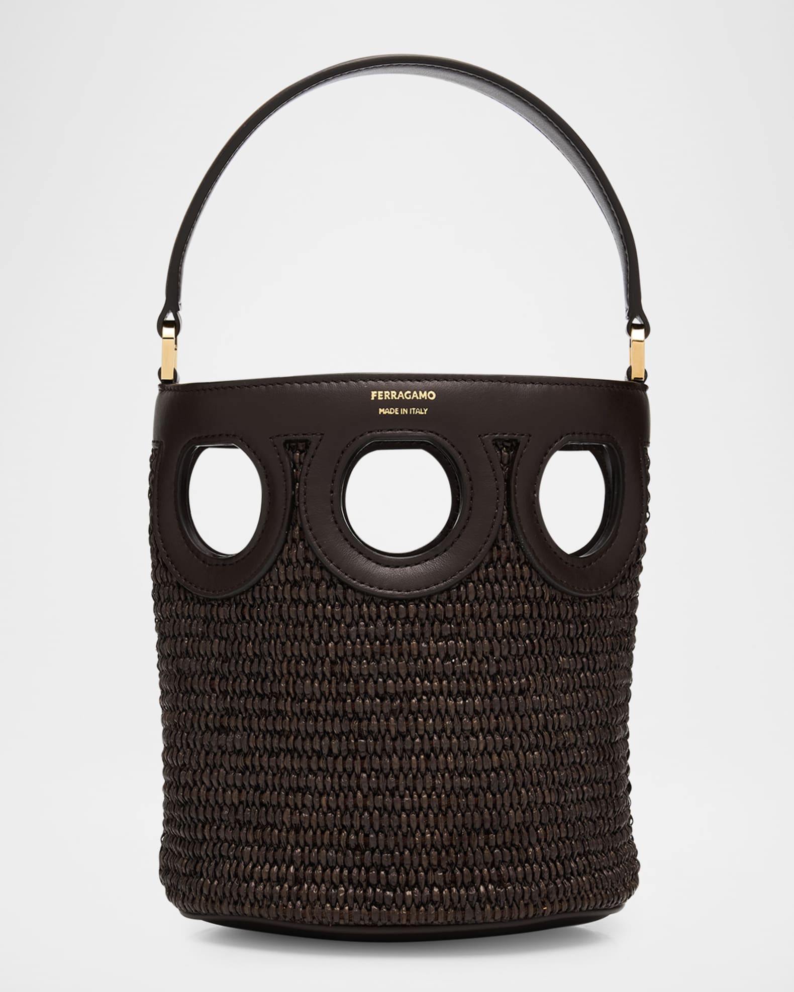 Cutout Raffia Bucket Bag 0