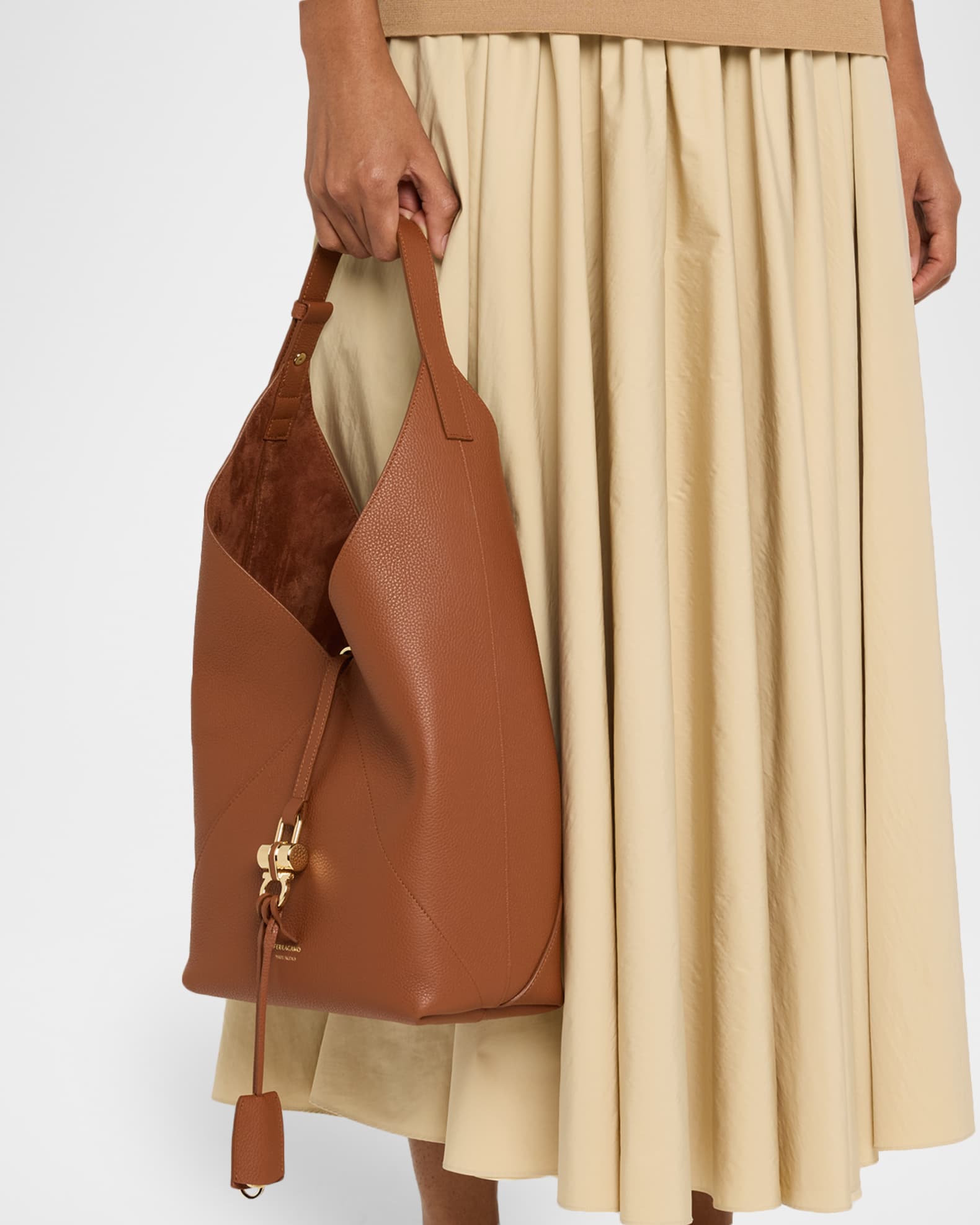 Ferragamo Origami Leather Hobo Bag | Neiman Marcus