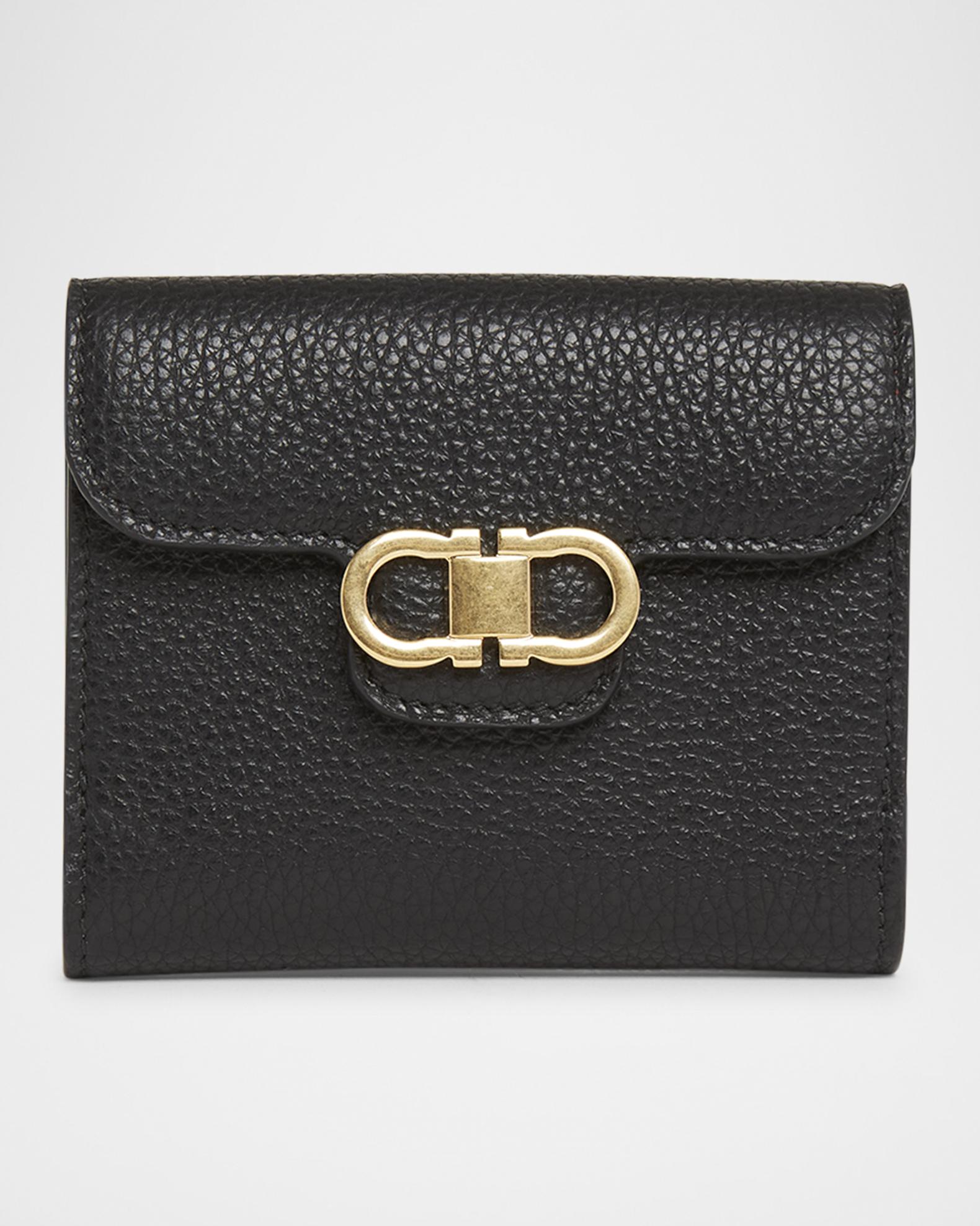 Ferragamo Double Gancio Grainy Leather Wallet | Neiman Marcus