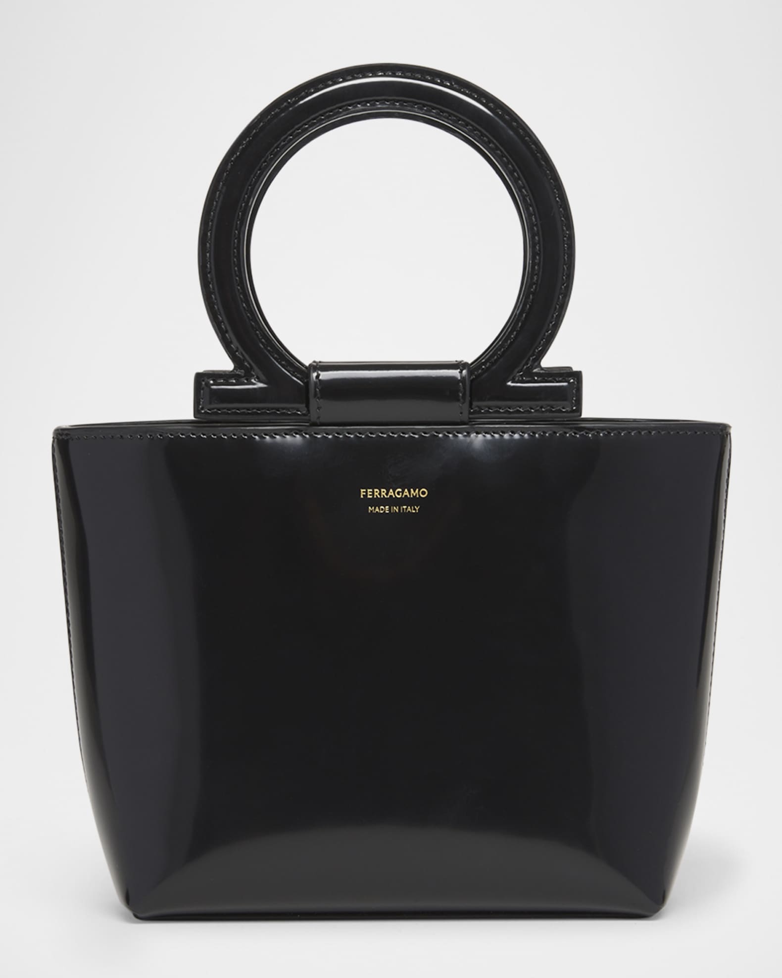 ハンドバッグ FERRAGAMO BLACK LEATHER TOP HANDLE BAG Ferragamo Gancio Leather Top-Handle Bag | Neiman Marcus