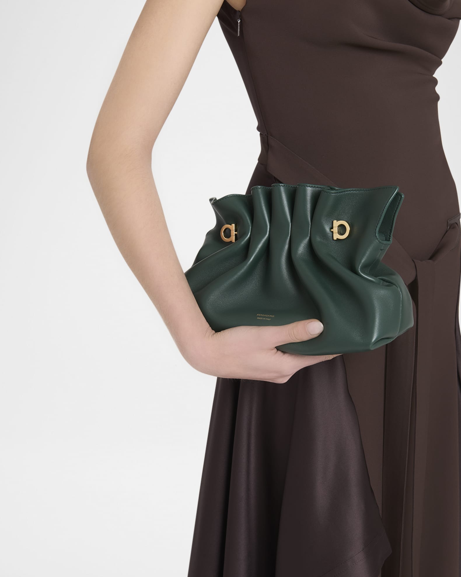 Dumpling Ruched Leather Shoulder Bag 1