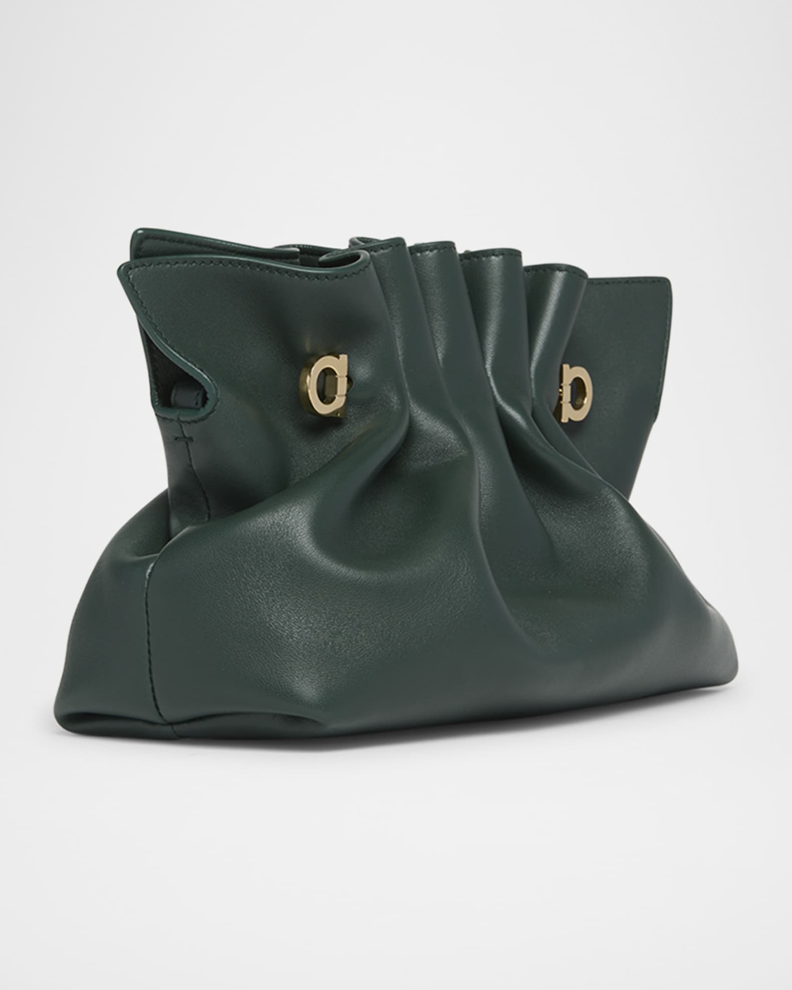 Ferragamo Dumpling Ruched Leather Shoulder Bag | Neiman Marcus