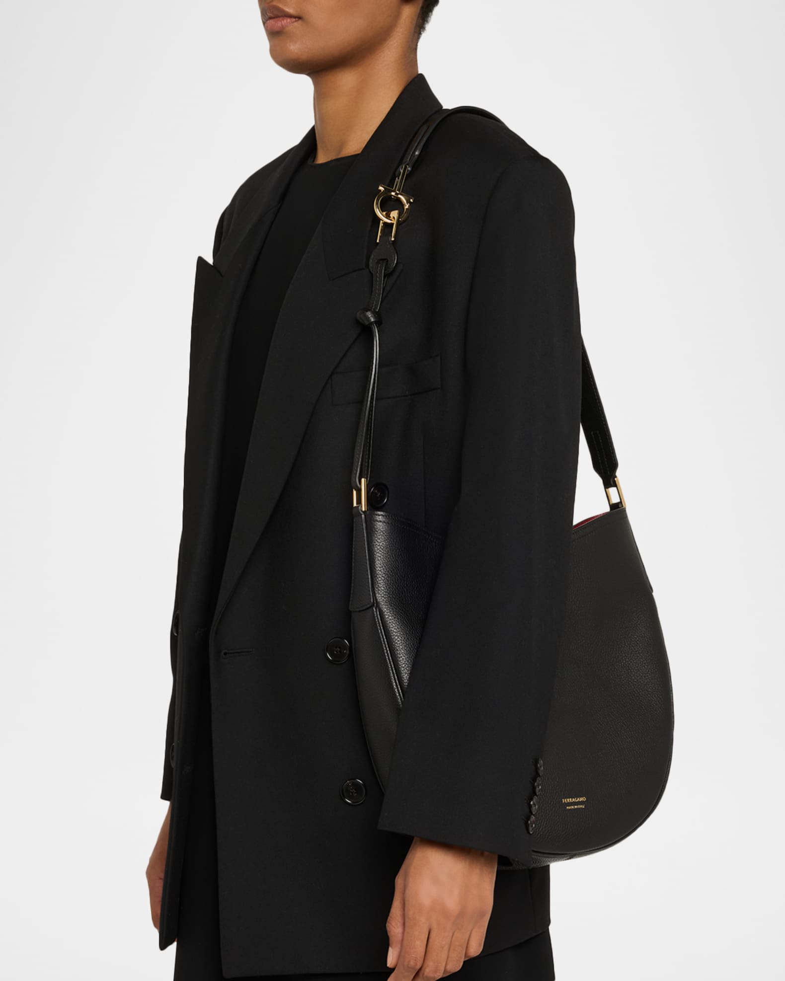 バッグ・カバンその他 SALVATORE FERRAGAMO SMILE SMALL HOBO BAG IN GRAINY LEATHER Ferragamo Smile Small Leather Hobo Bag - Bergdorf Goodman