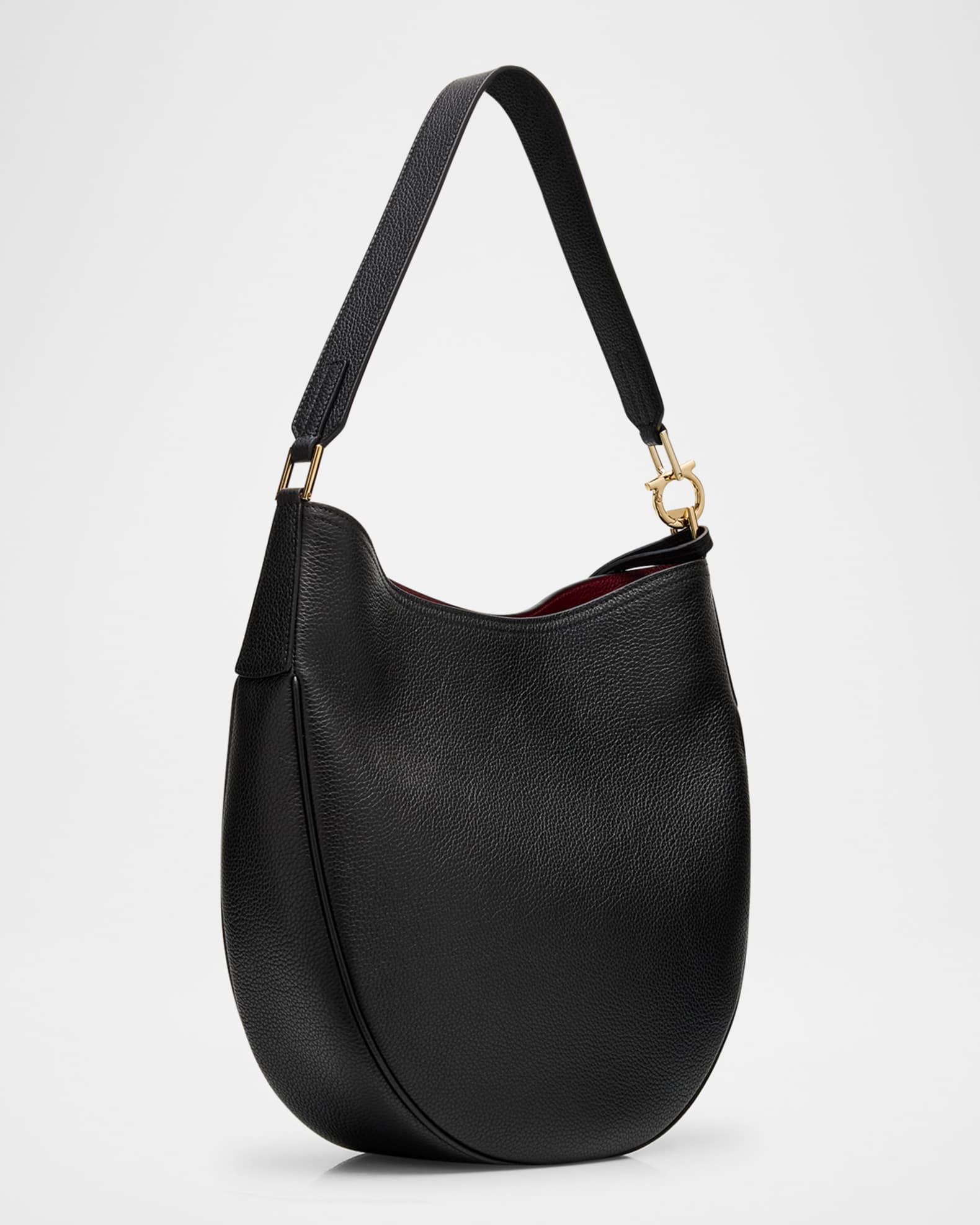Ferragamo Smile Grain Leather Hobo Bag | Neiman Marcus