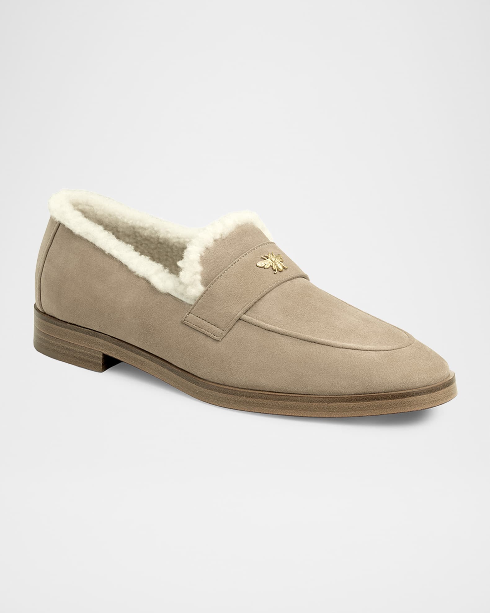 Flaneur Curly Shearling-Lined Suede Loafers 1